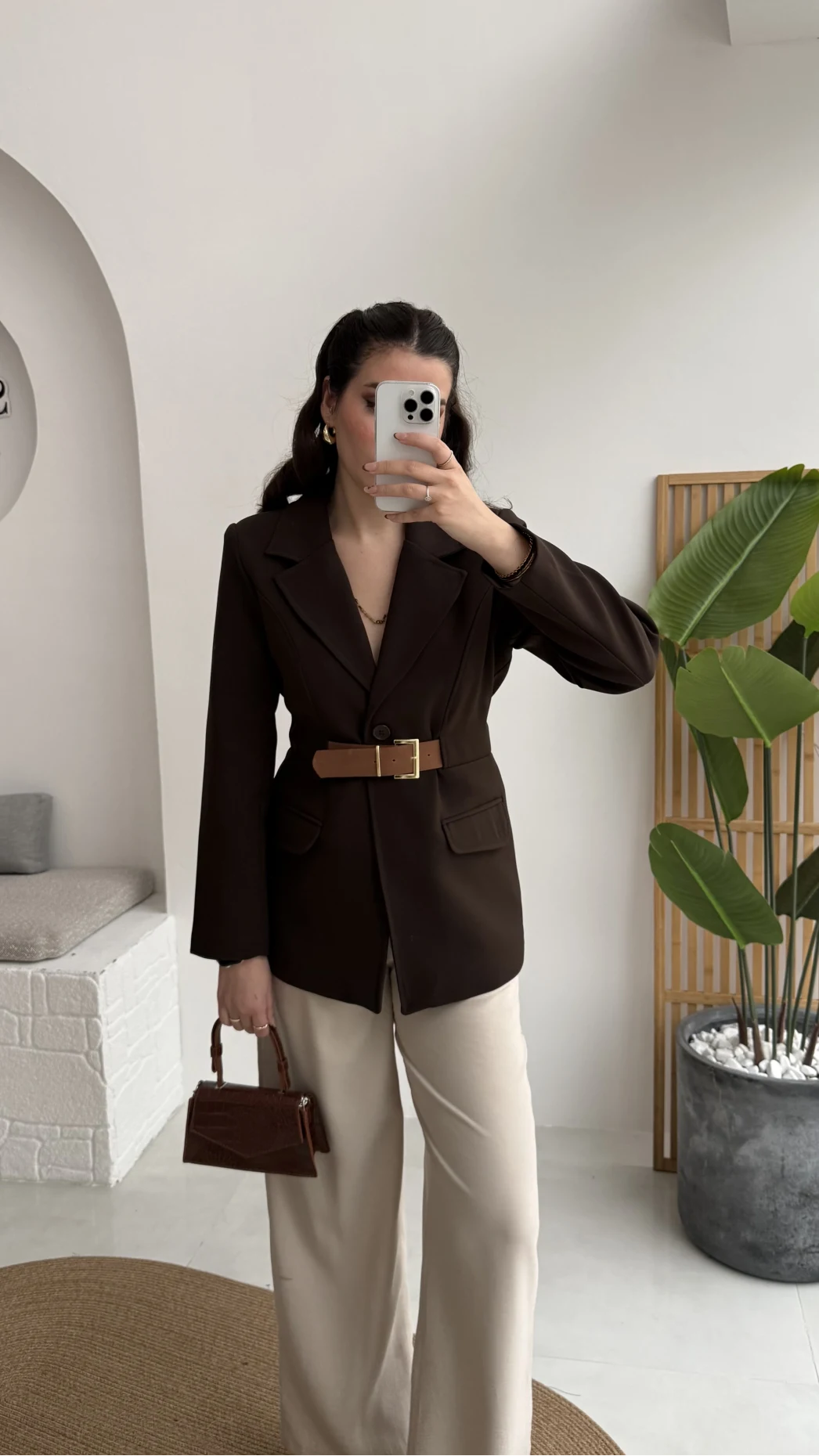 Dolph Kemer Detay Blazer Ceket - Kahverengi - Kod: 4162