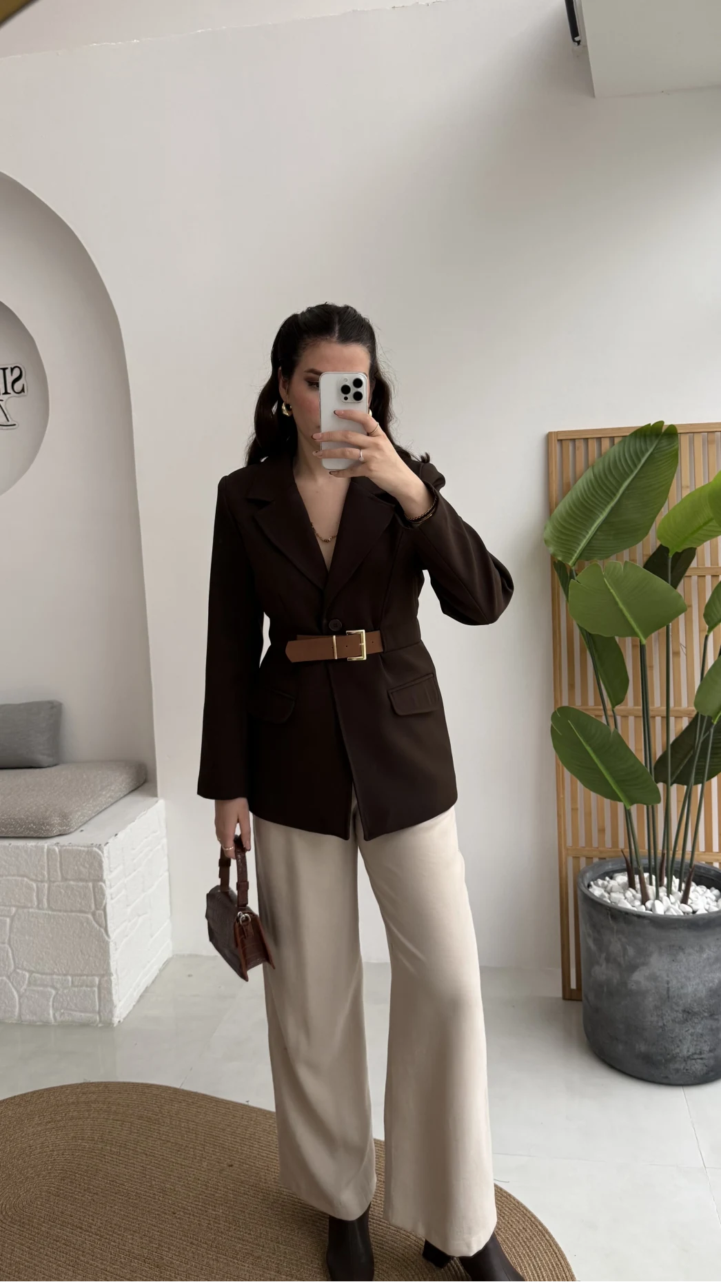 Dolph Kemer Detay Blazer Ceket - Kahverengi - Kod: 4162