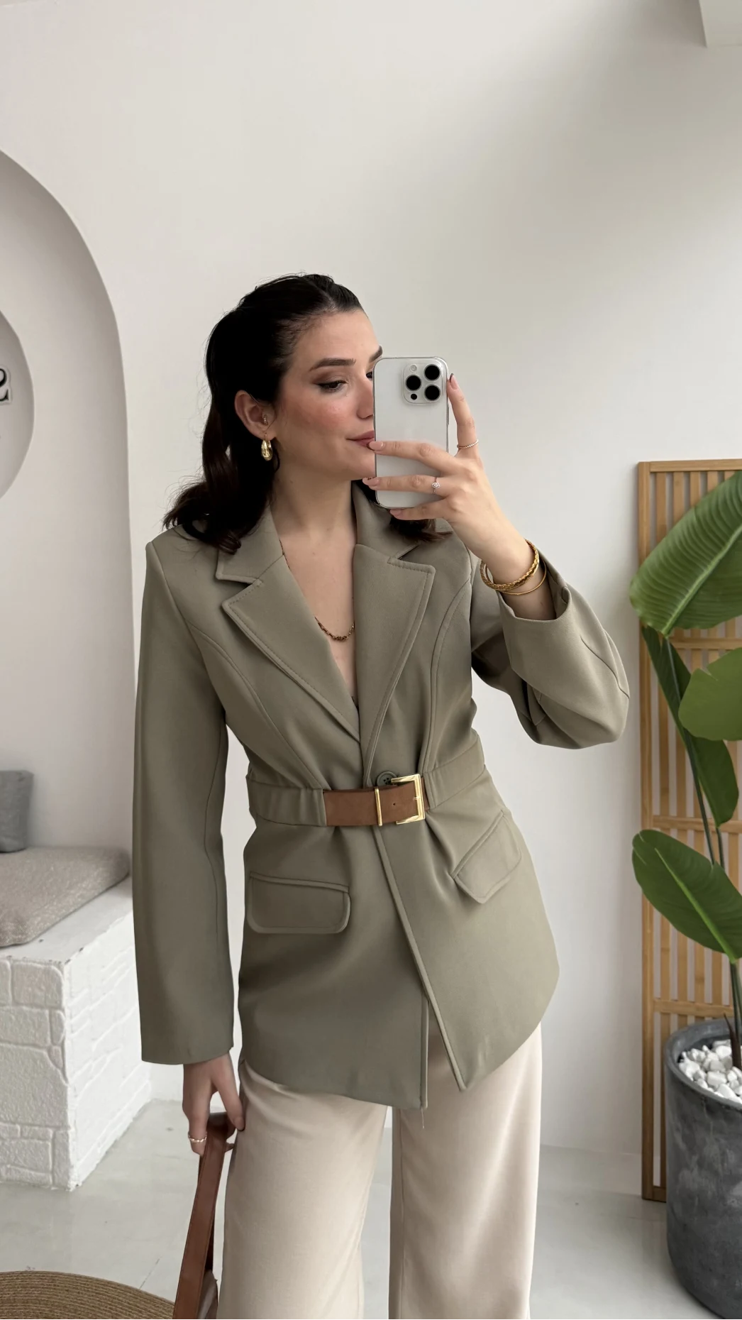 Dolph Kemer Detay Blazer Ceket - Mint - Kod: 4162