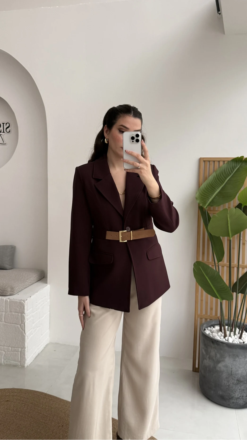 Dolph Kemer Detay Blazer Ceket - Mürdüm - Kod: 4162