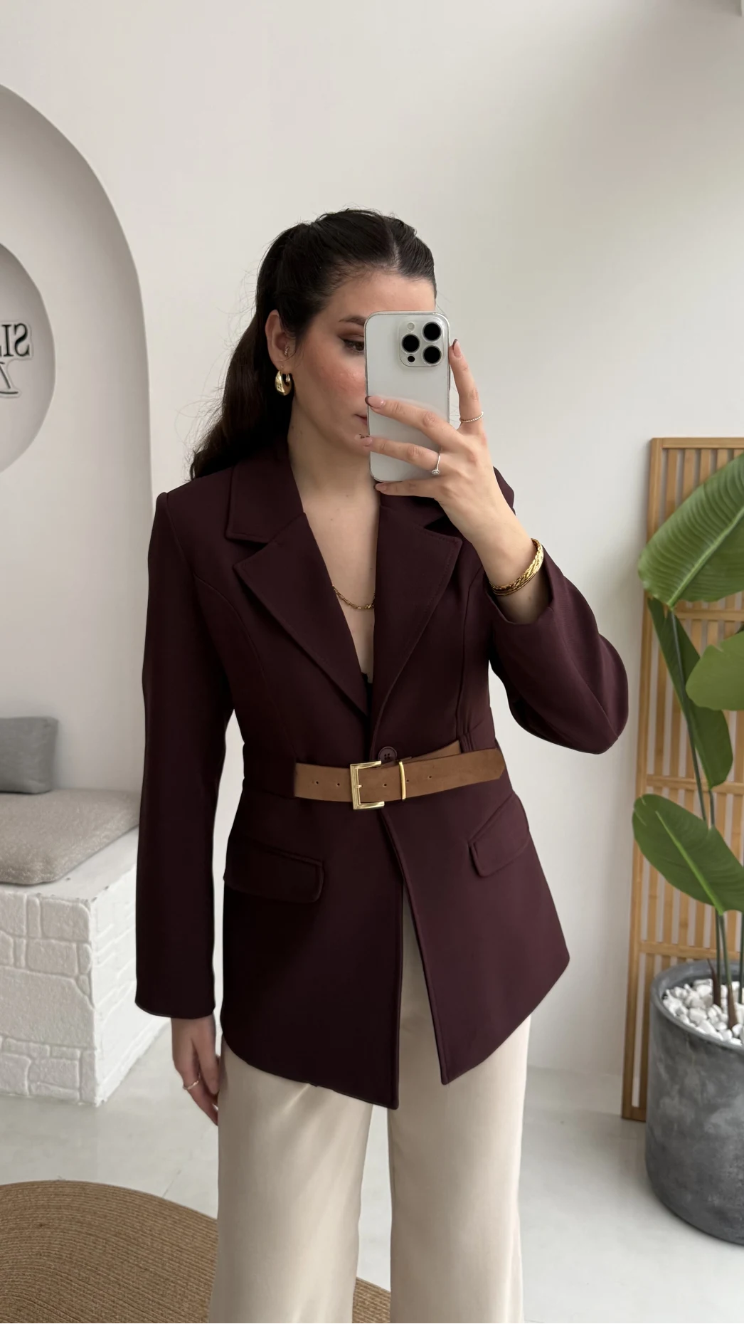 Dolph Kemer Detay Blazer Ceket - Mürdüm - Kod: 4162