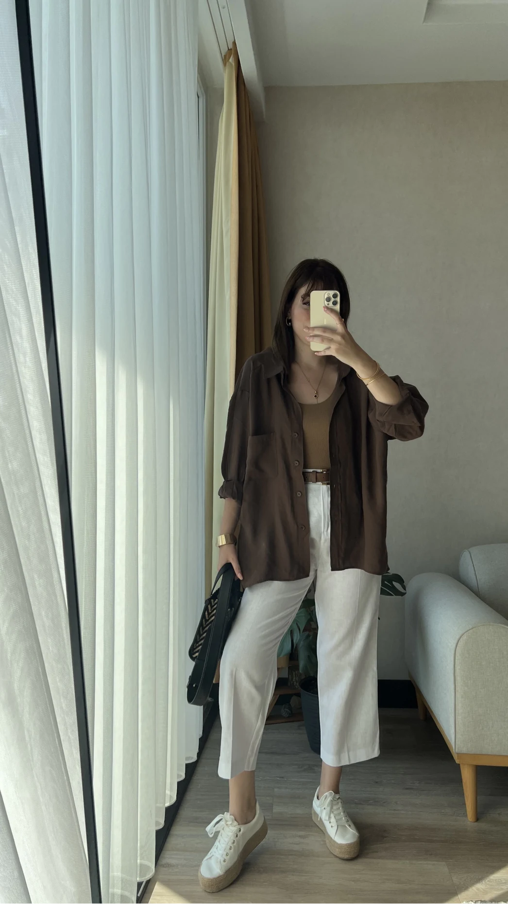 Kahverengi Oversize Tensel Gömlek Kod: 4612