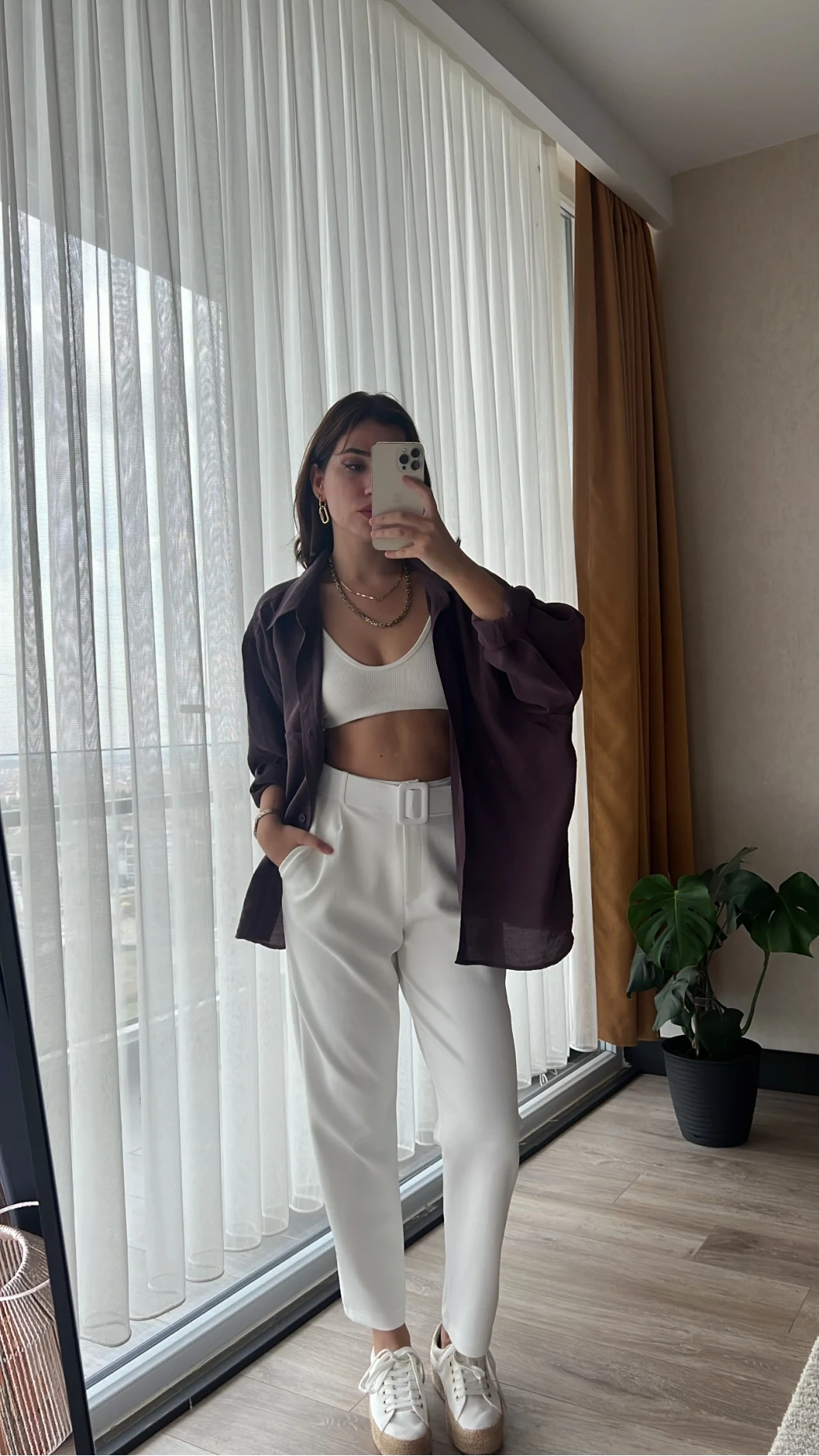 Mürdüm Oversize Tensel Gömlek Kod: 4612