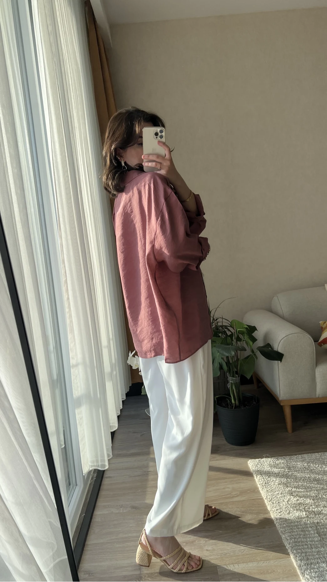 Tarçın Oversize Tensel Gömlek Kod: 4612