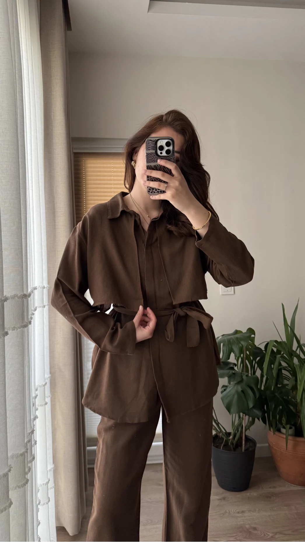 Ed Kuşaklı Pantolon Acı Kahve Takım - Kec - 51835