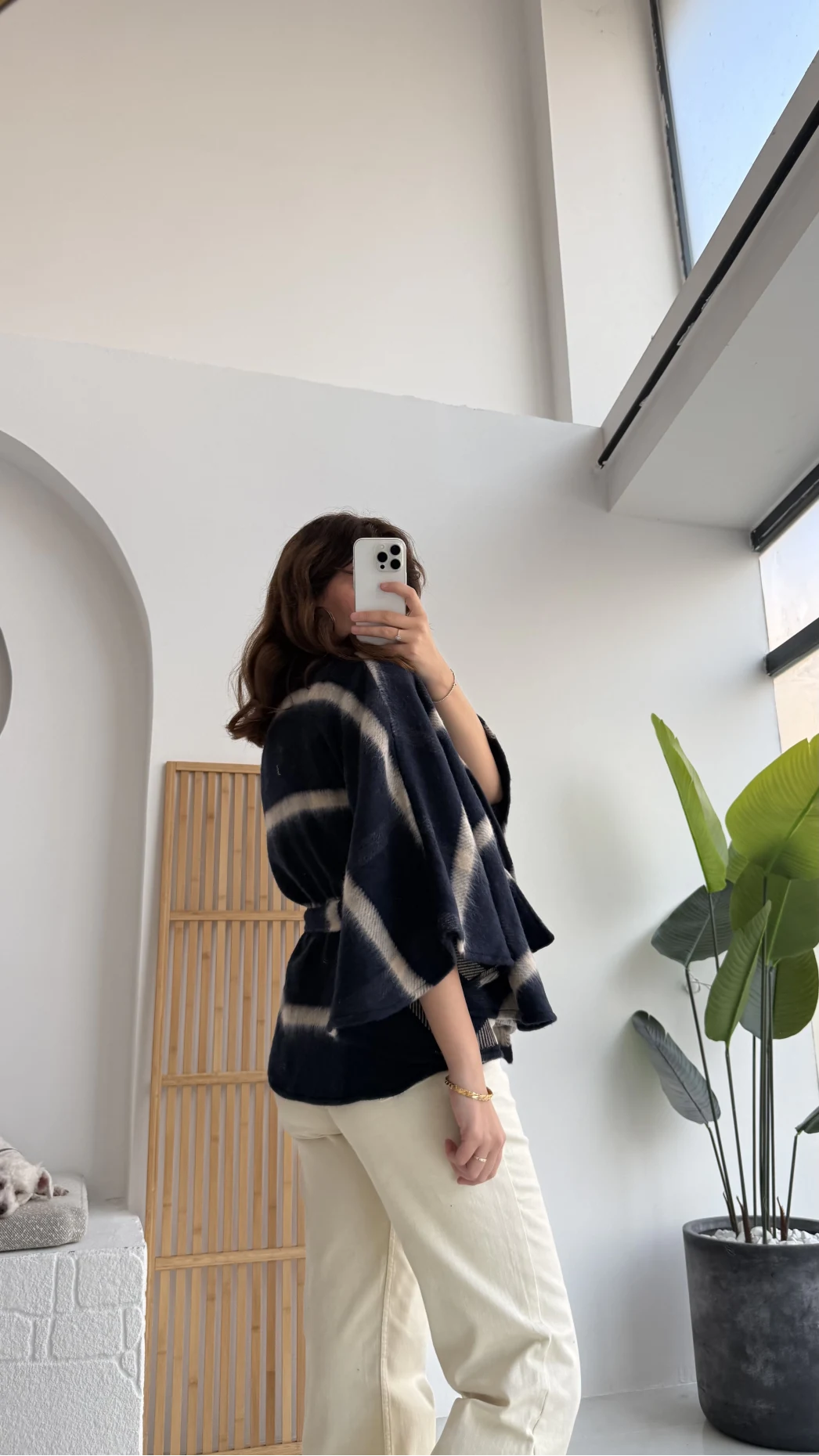 Ekose Desenli Bağlamalı Panço - Lacivert