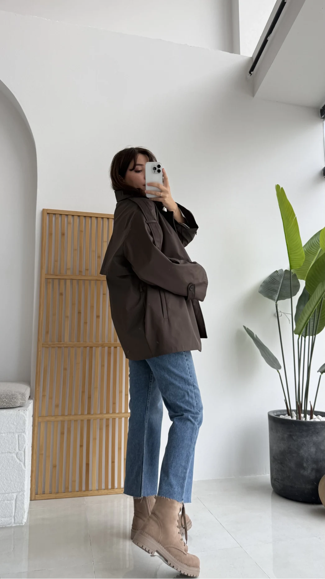 Elana - Suya Dayanıklı Kuşaklı Trenç Kahve