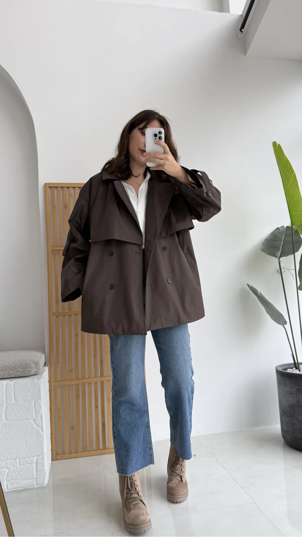 Elana - Suya Dayanıklı Kuşaklı Trenç Kahve