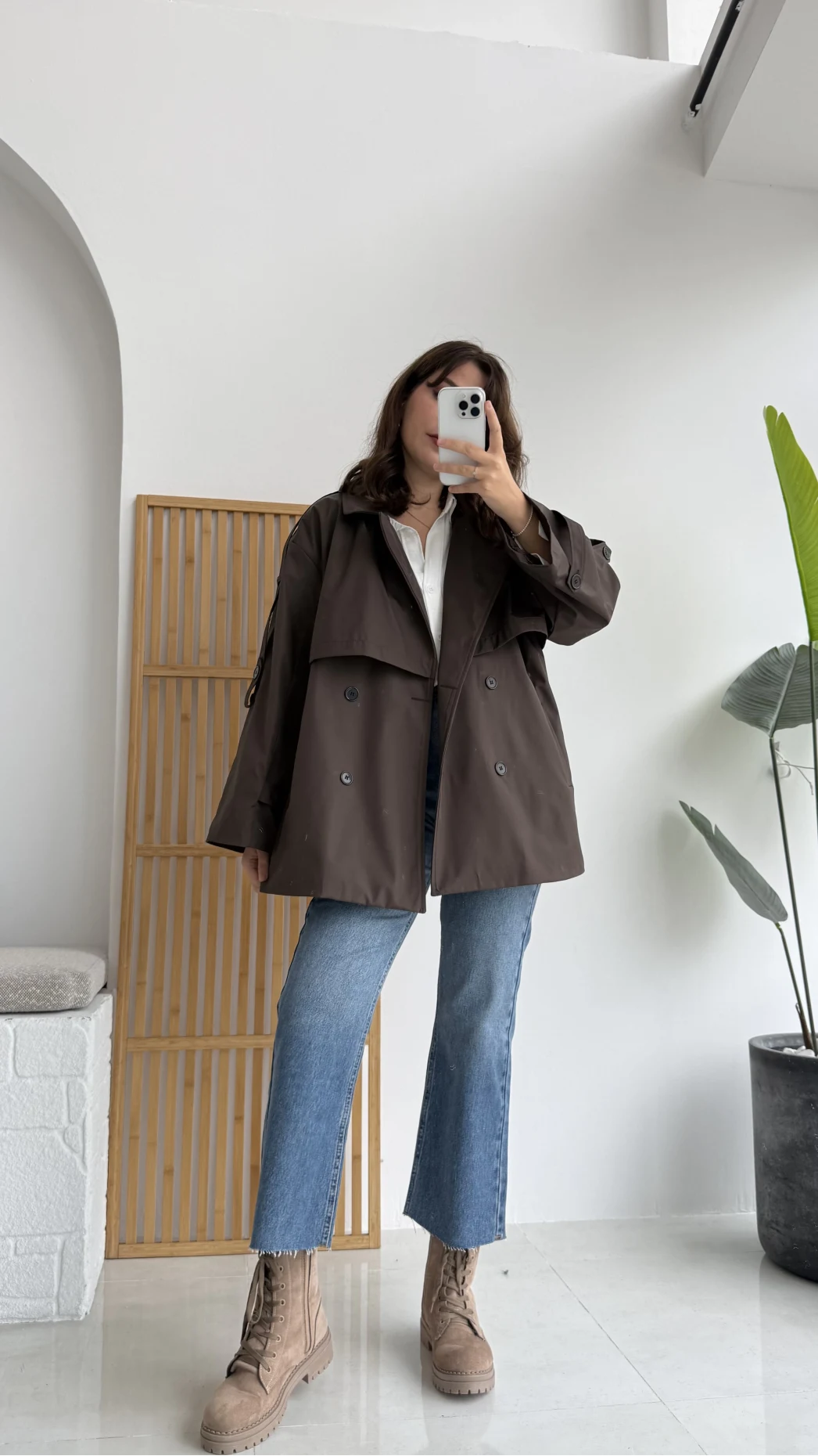 Elana - Suya Dayanıklı Kuşaklı Trenç Kahve