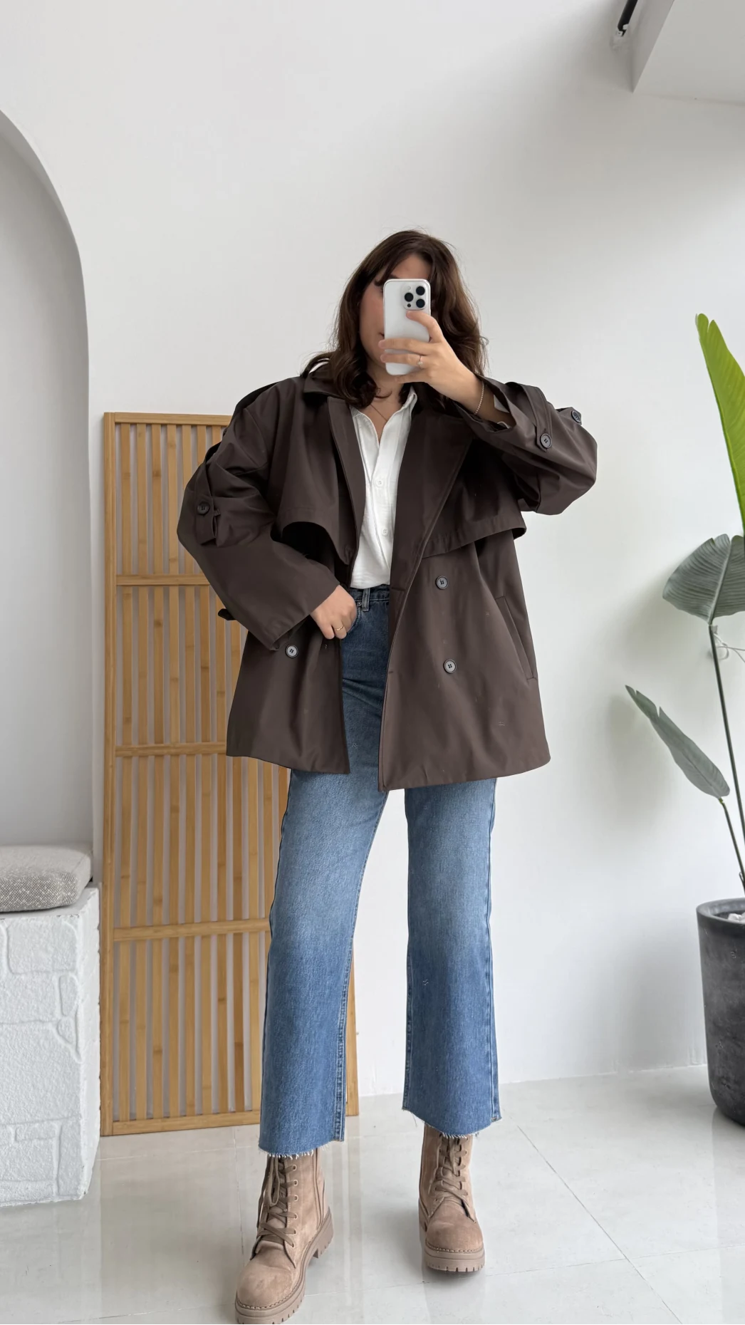 Elana - Suya Dayanıklı Kuşaklı Trenç Kahve