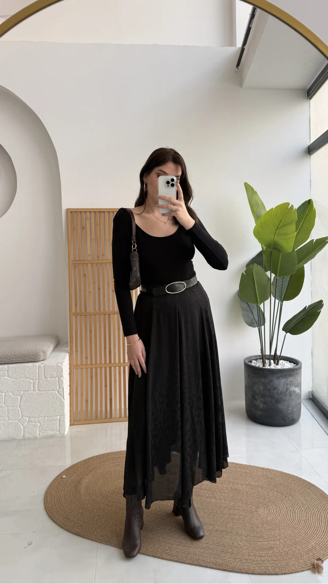 Eleanor Asimetrik Kesim Saten Etek - Siyah - Kod: 3362