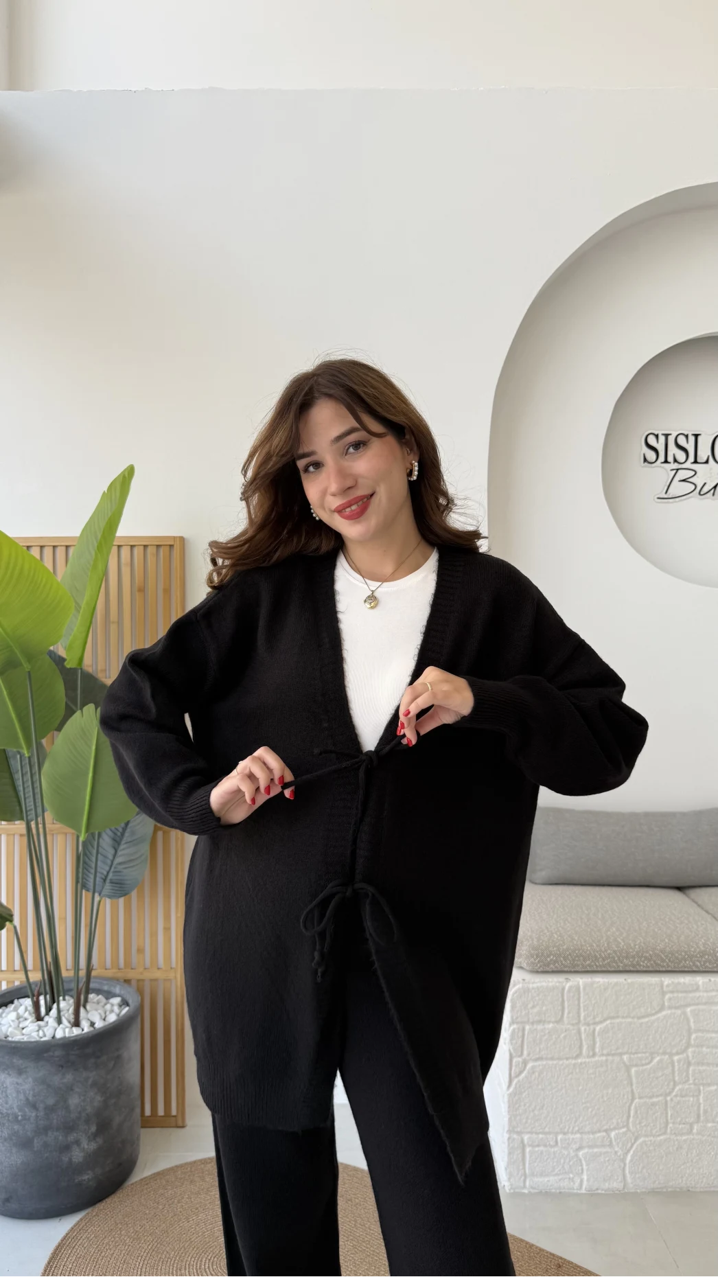 Eliora Çift Bağcıklı Triko Takım - Siyah