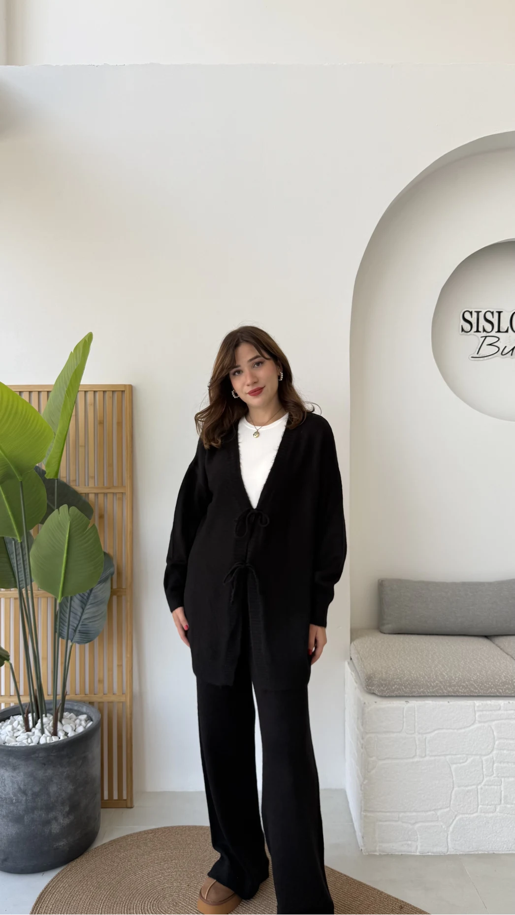 Eliora Çift Bağcıklı Triko Takım - Siyah