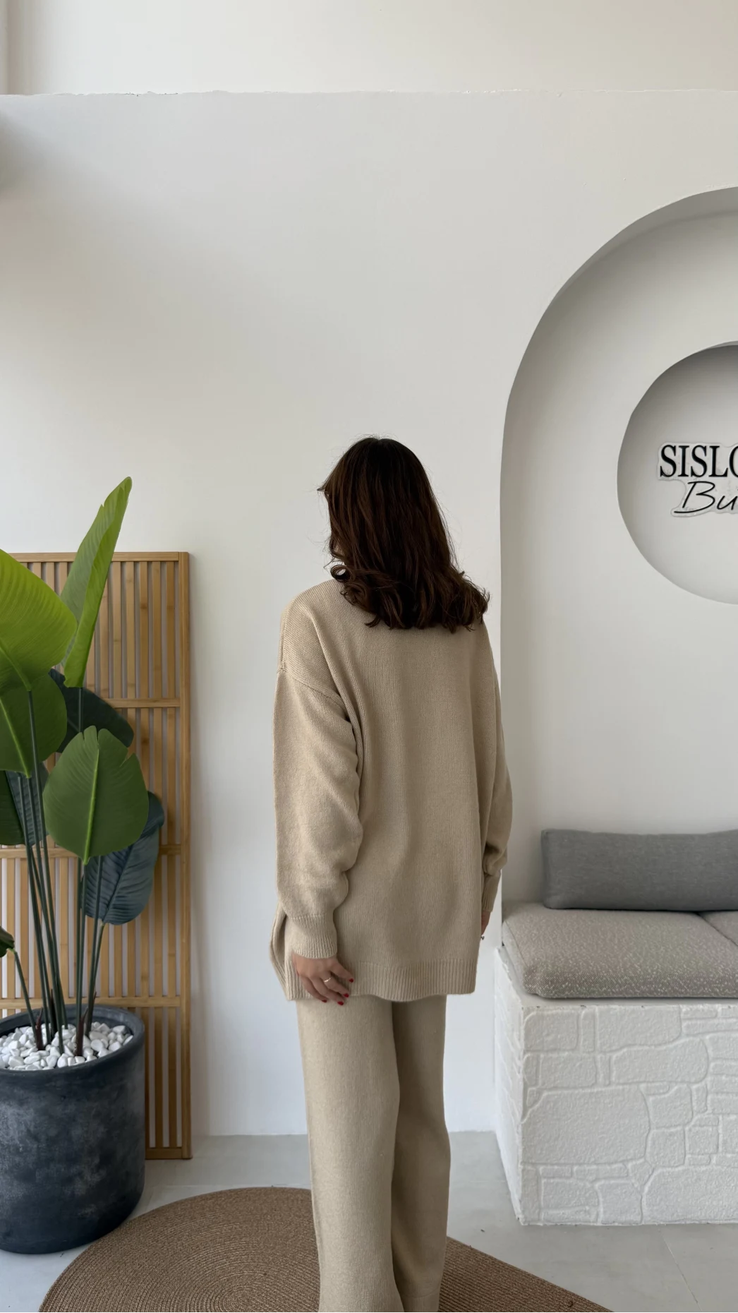 Eliora Çift Bağcıklı Triko Takım - Taş