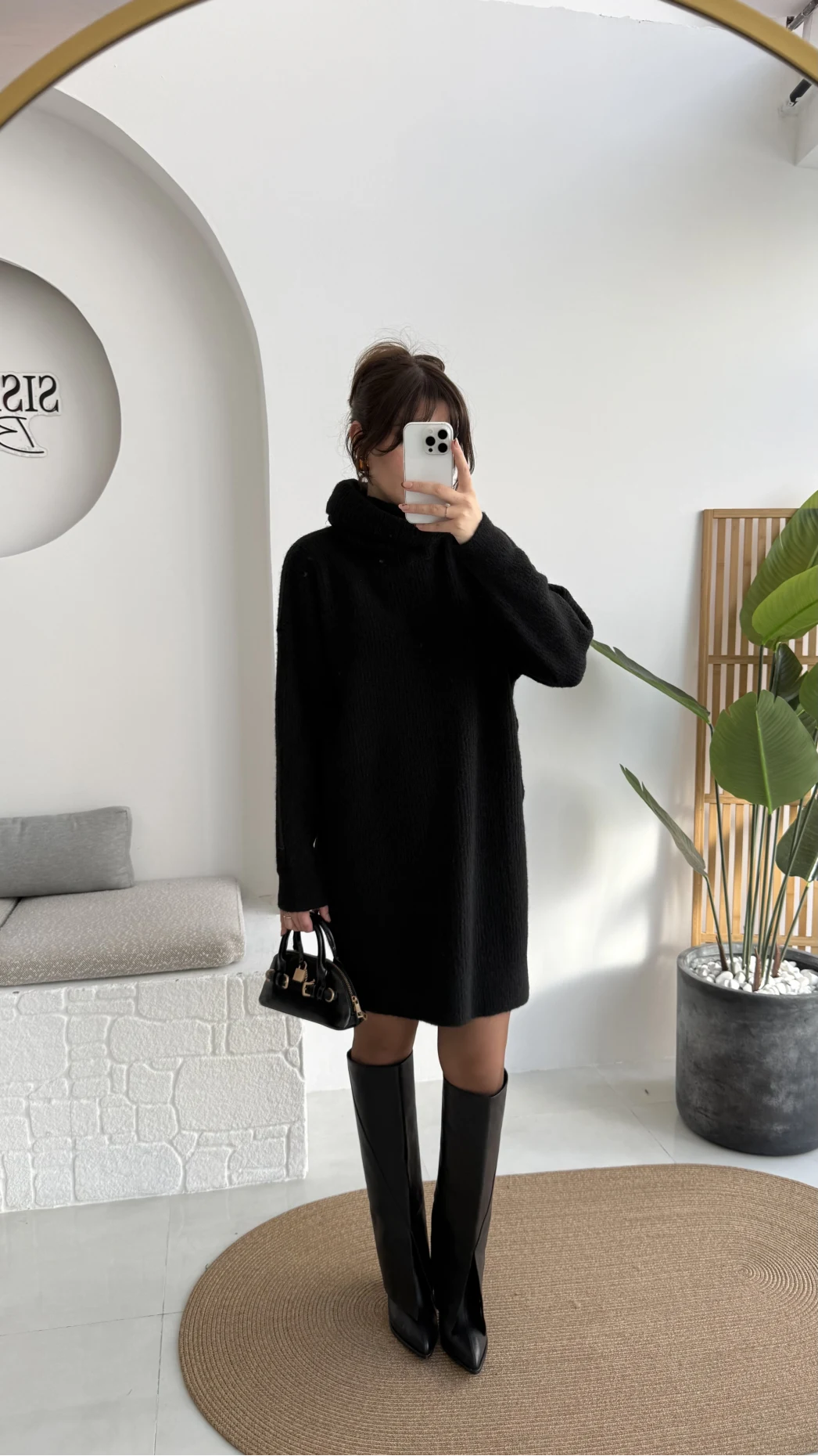 Ellarosa Boğazlı Elbise - Siyah - Kod: 5111