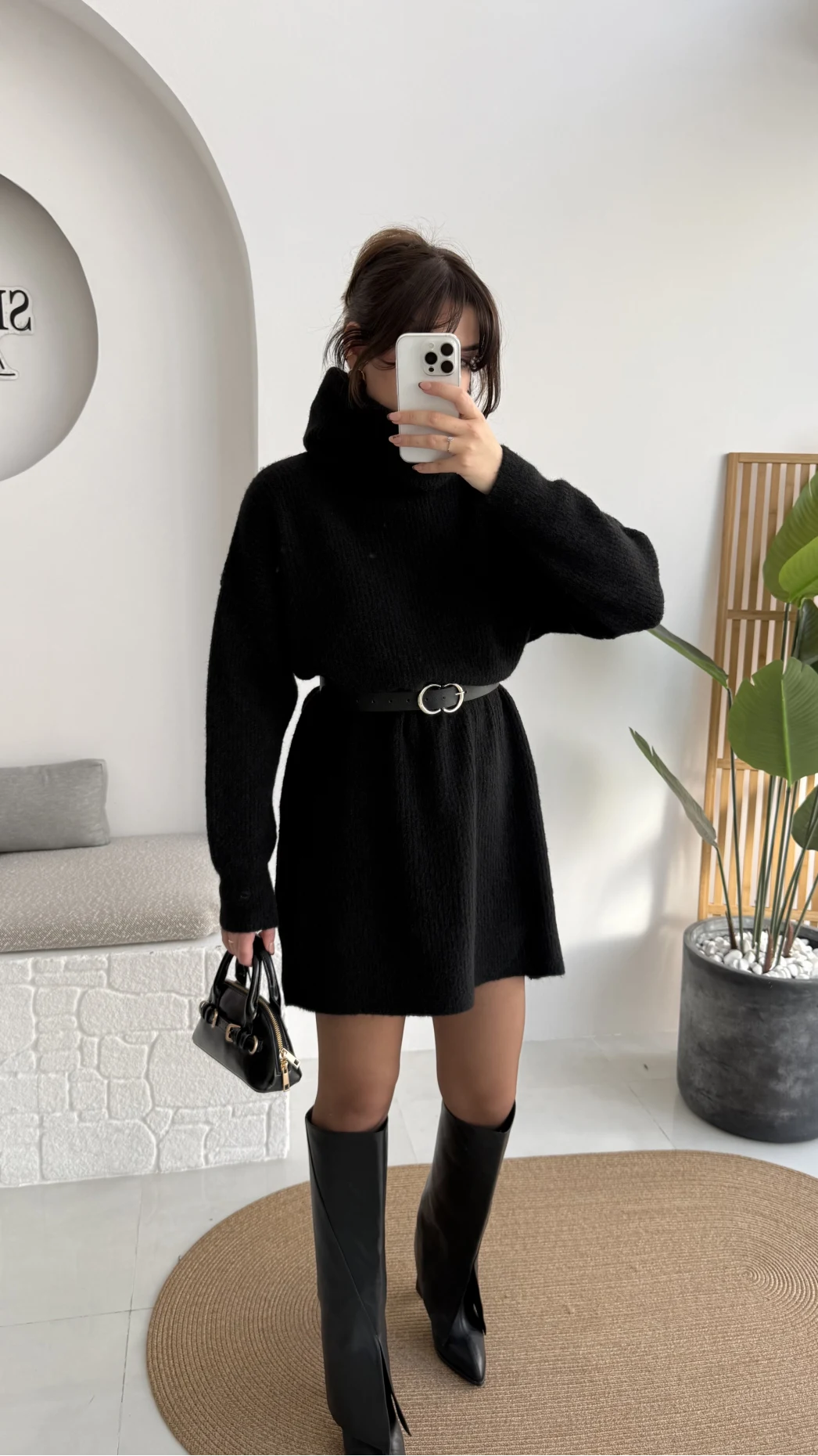 Ellarosa Boğazlı Elbise - Siyah - Kod: 5111