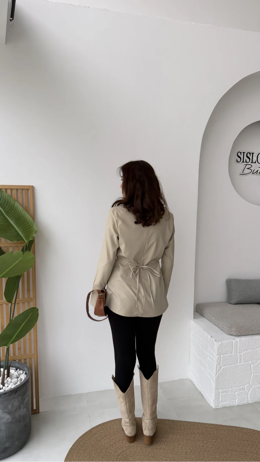 Ellıs Vatkalı Bağlamalı Tunik Gömlek - Taş - Kod: 26200