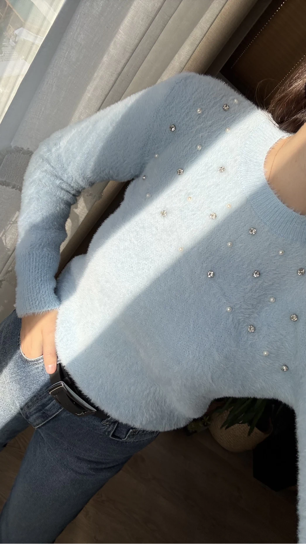 Emilie Taşlı Yumoş Kazak Mavi