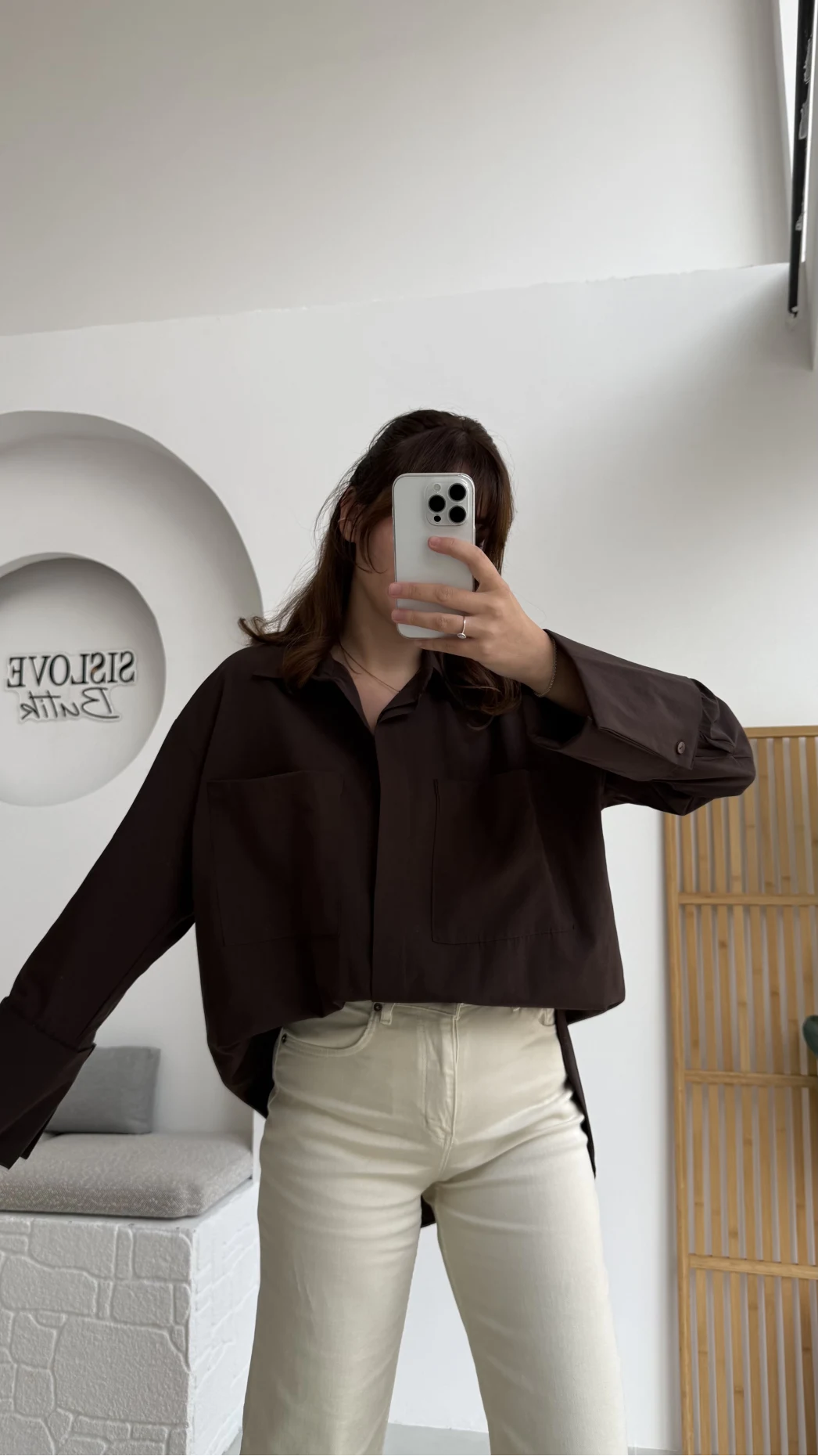 Esmeralda Büyük Cepli Gömlek - Kahve - Kod: 2143