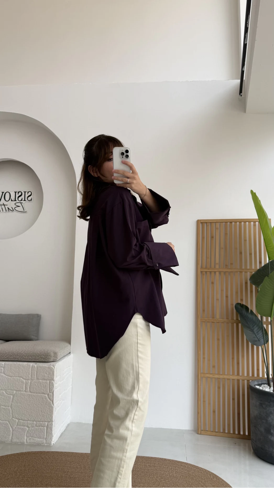 Esmeralda Büyük Cepli Gömlek - Mürdüm - Kod: 2143