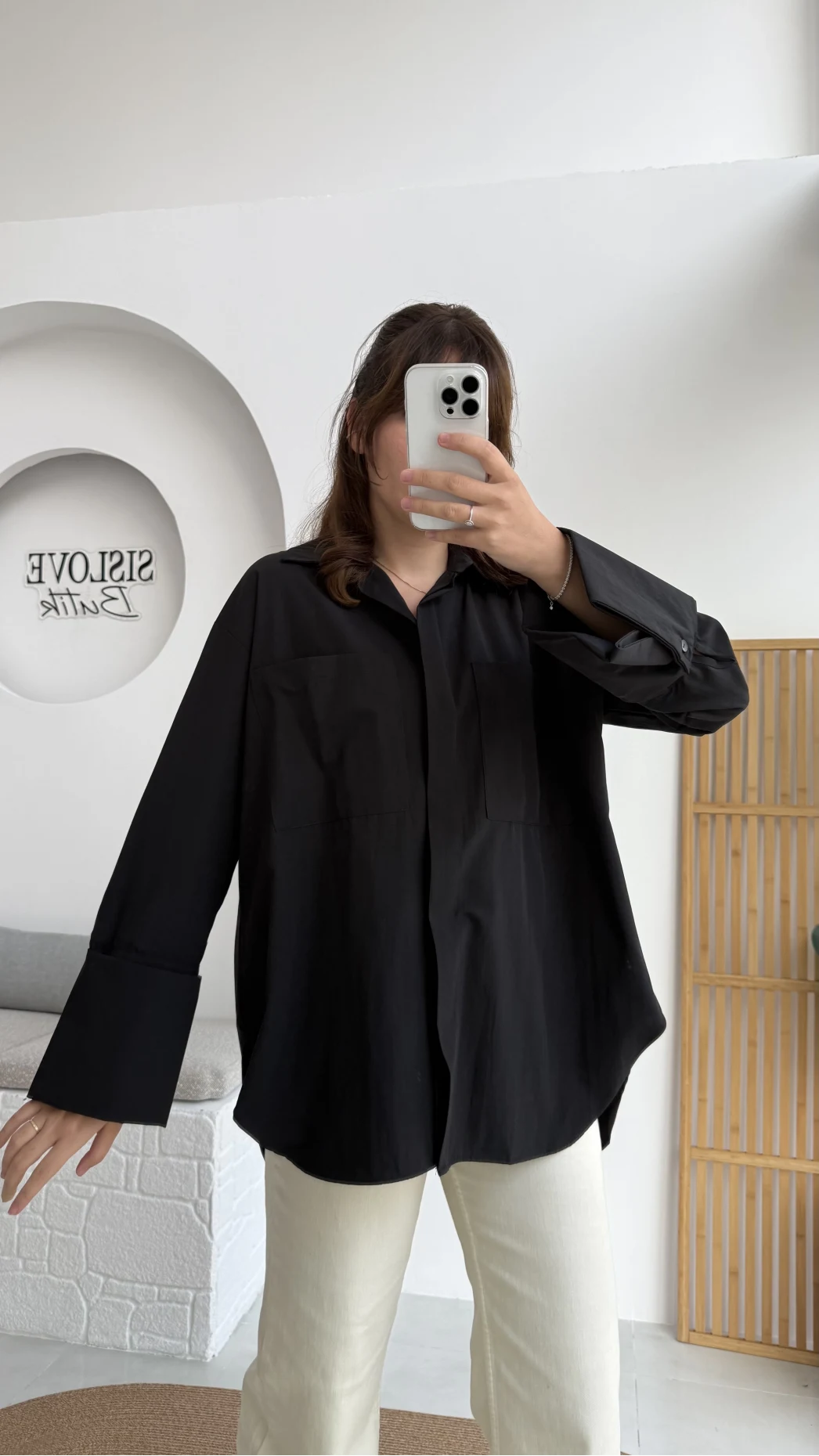 Esmeralda Büyük Cepli Gömlek - Siyah - Kod: 2143