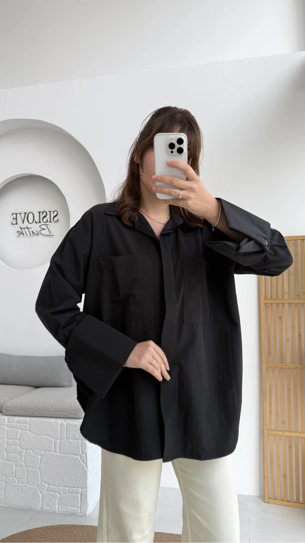 Esmeralda Büyük Cepli Gömlek - Siyah - Kod: 2143