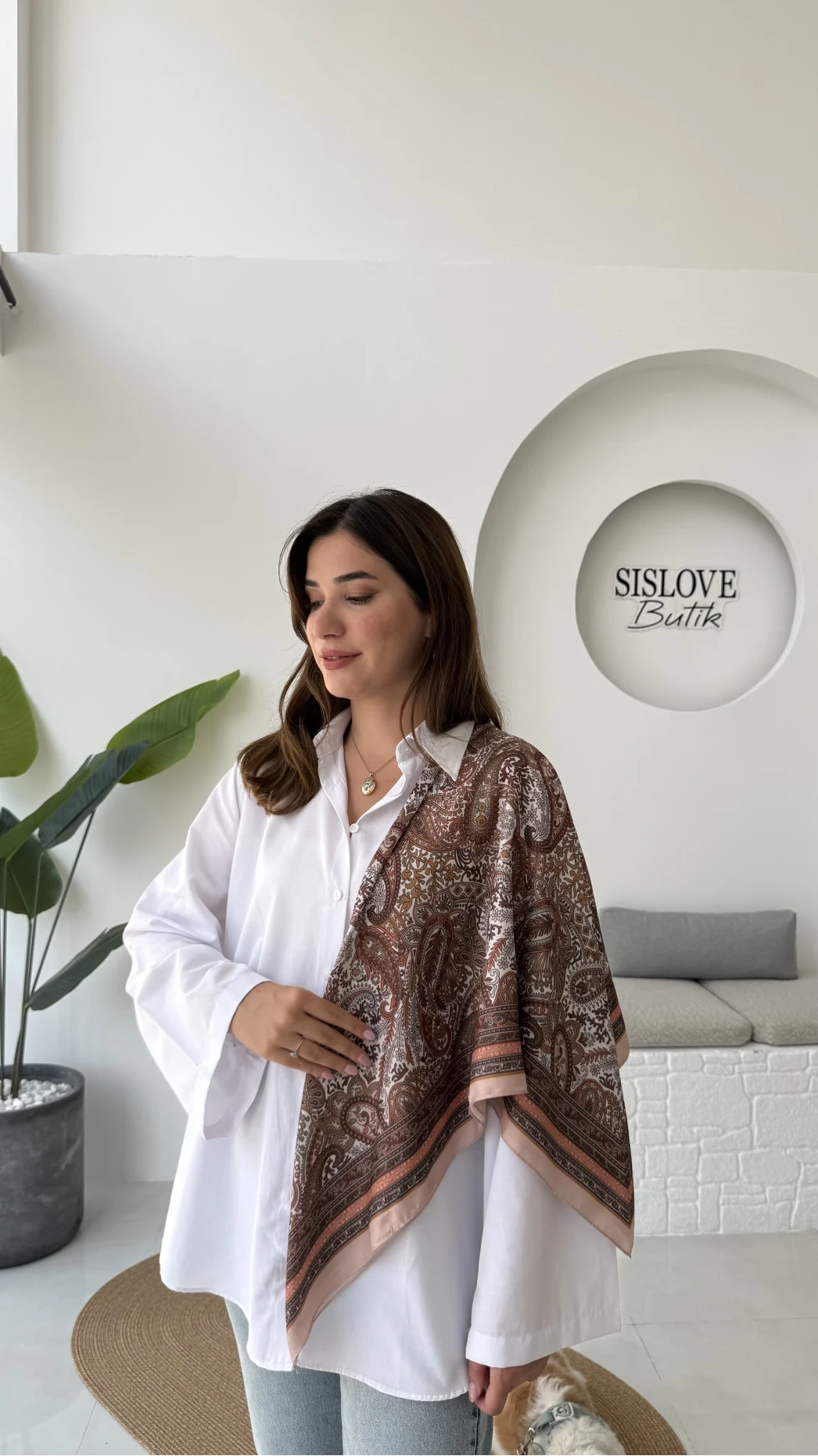 Etnik Desenli Vizon Fular/Eşarp