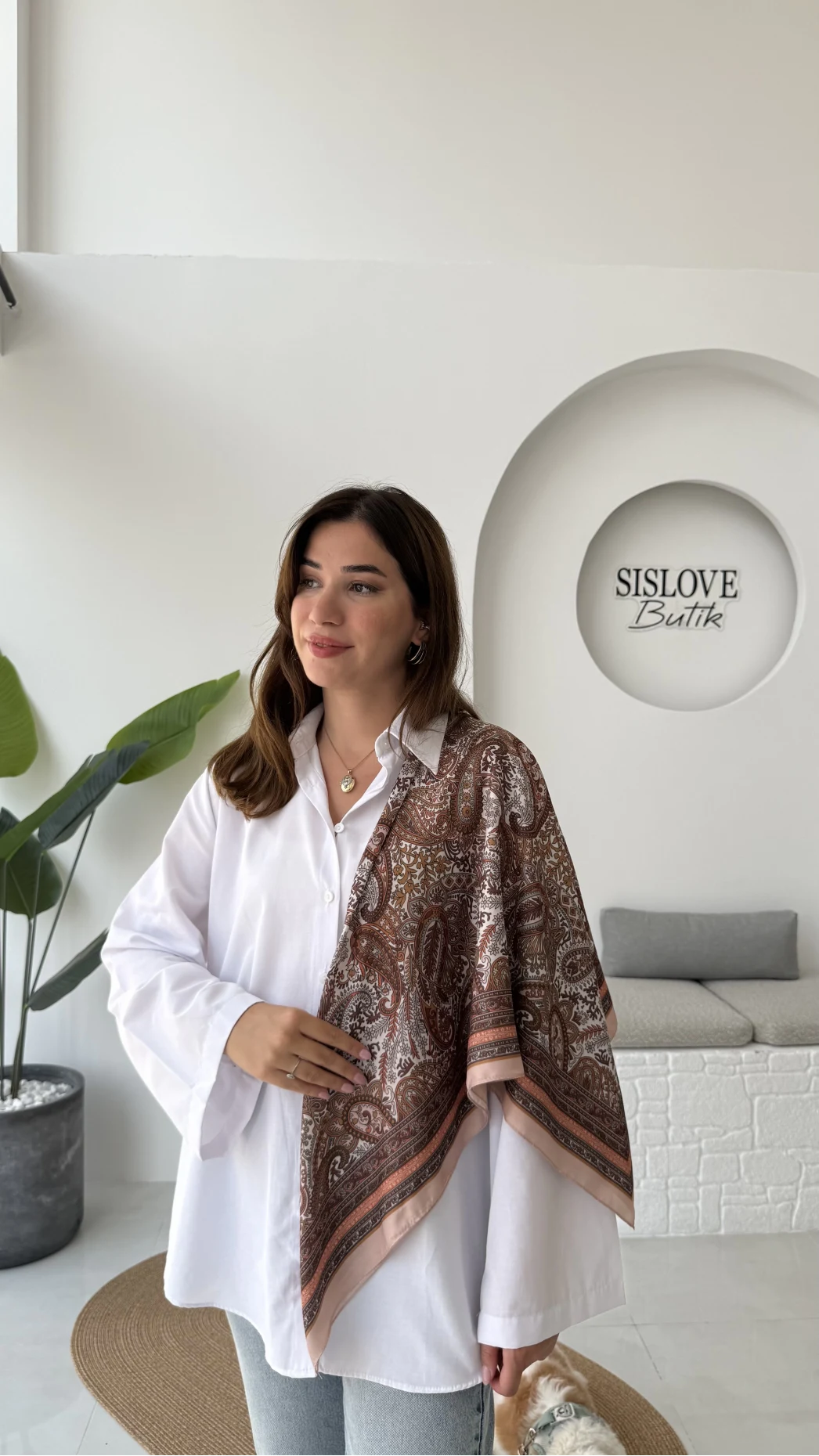 Etnik Desenli Vizon Fular/Eşarp