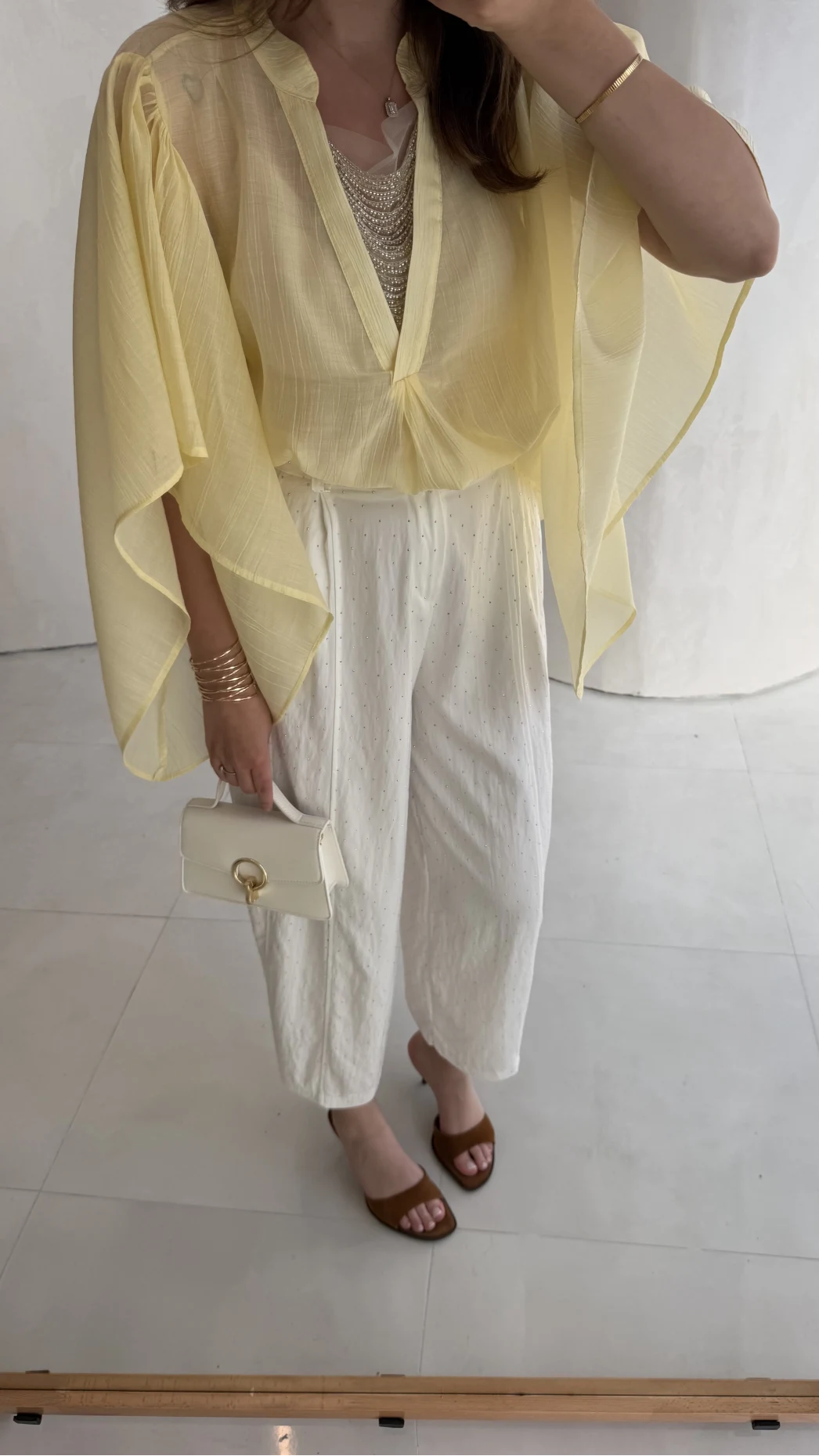 Etoile Dökümlü Taşlı Pantolon - Ekru - Kod: 51434