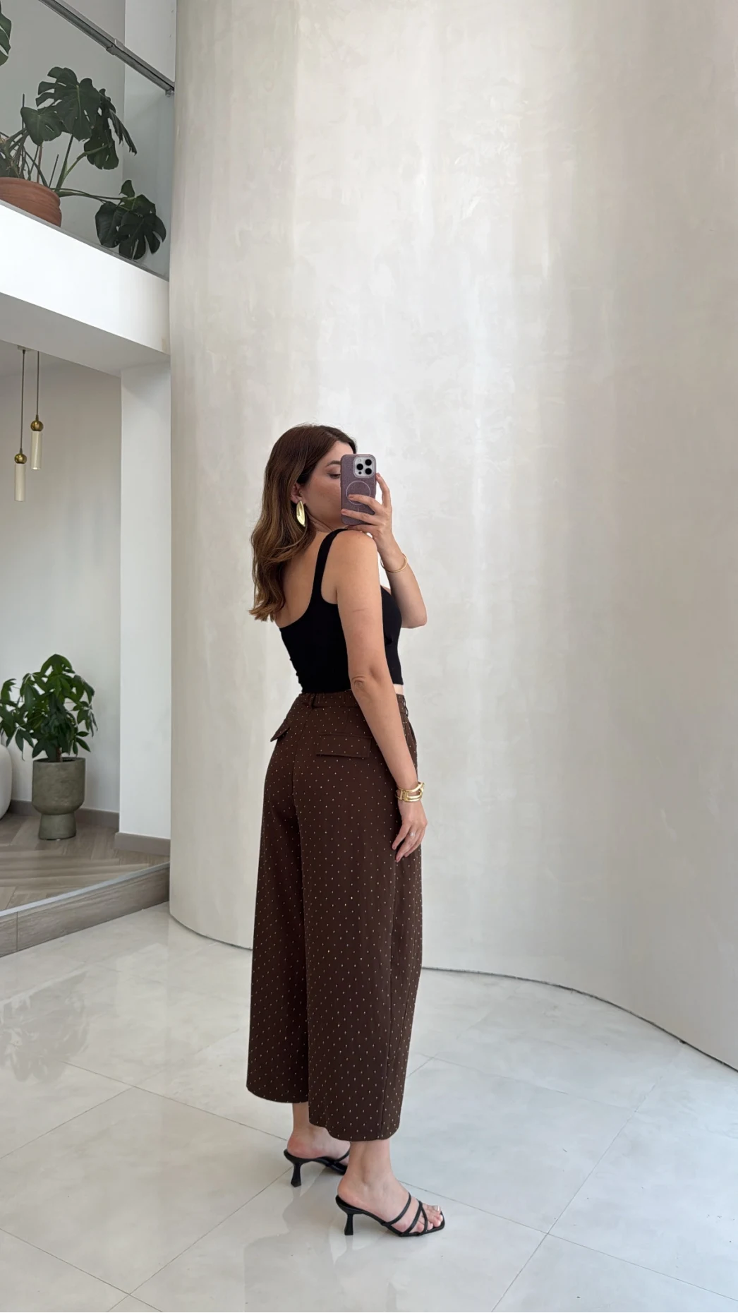 Etoile Dökümlü Taşlı Pantolon - Kahve - Kod: 51434