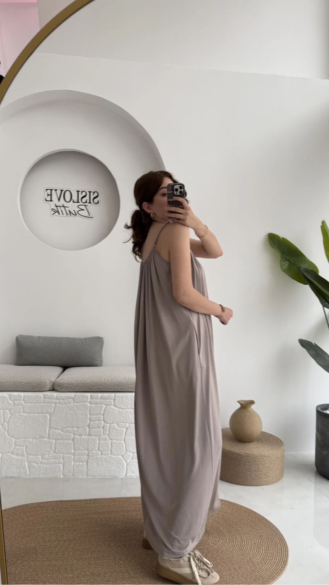 Fast Dökümlü Modal Elbise - Vizon - 3224