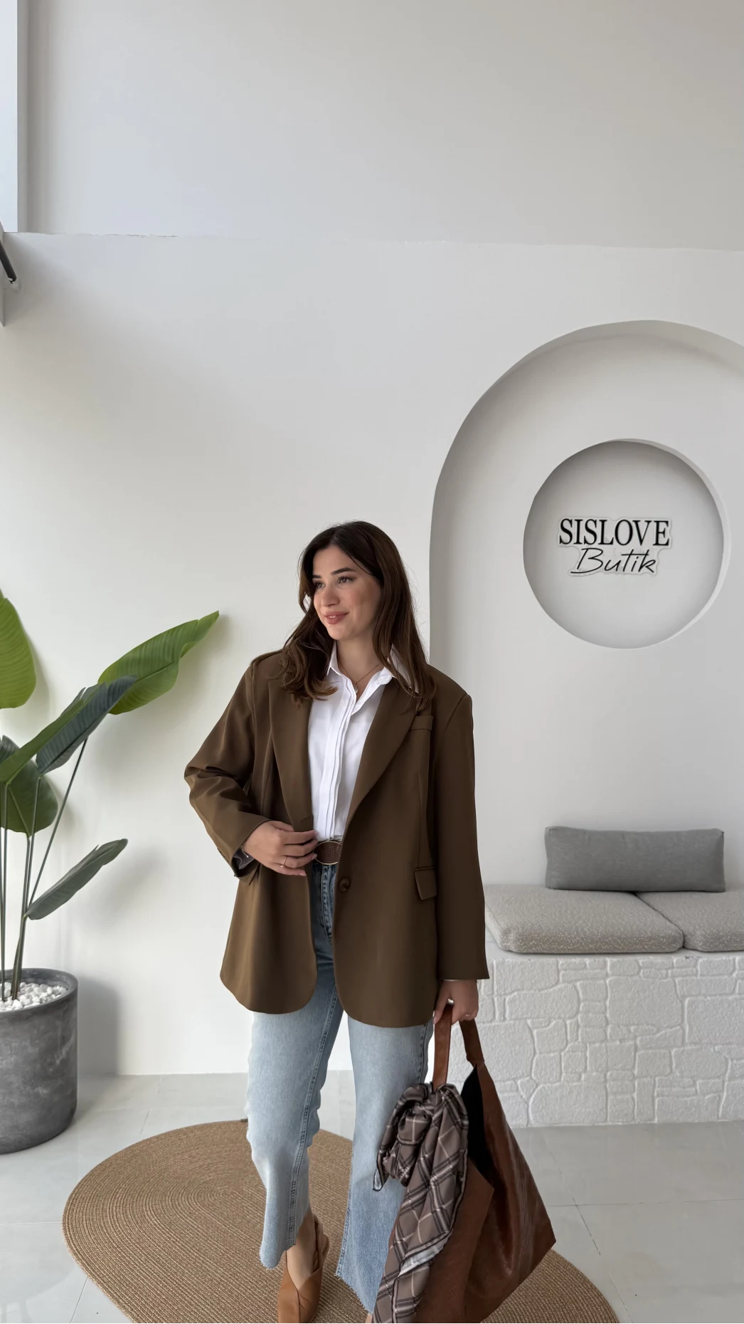 Faylinn Vatkalı Blazer Ceket - Kahverengi - Kod: 7437