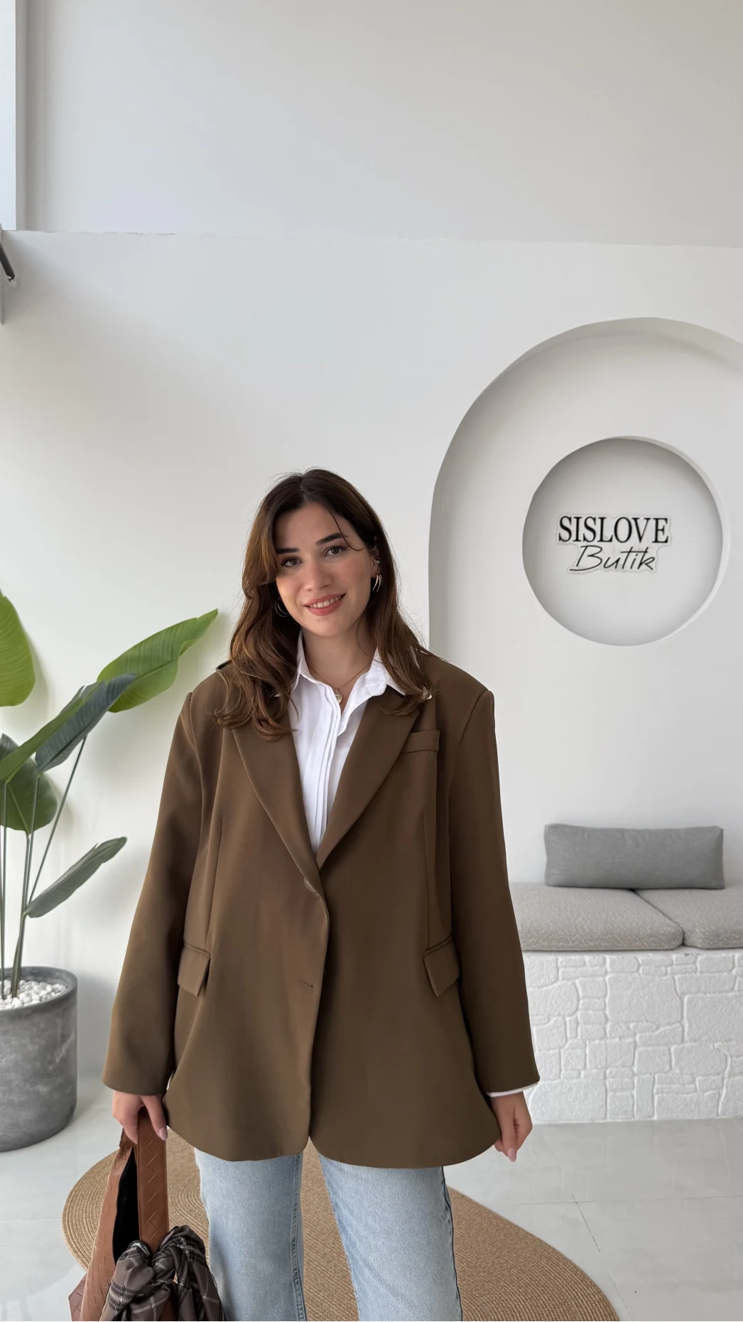 Faylinn Vatkalı Blazer Ceket - Kahverengi - Kod: 7437