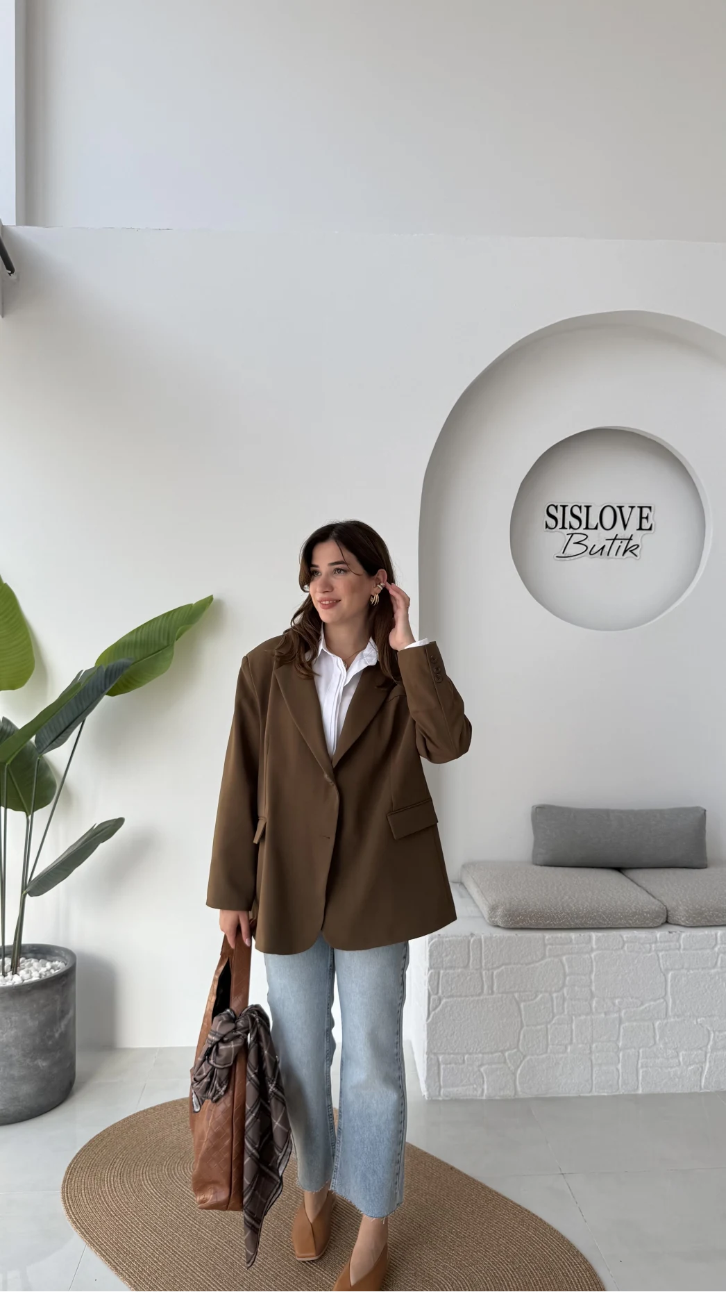 Faylinn Vatkalı Blazer Ceket - Kahverengi - Kod: 7437