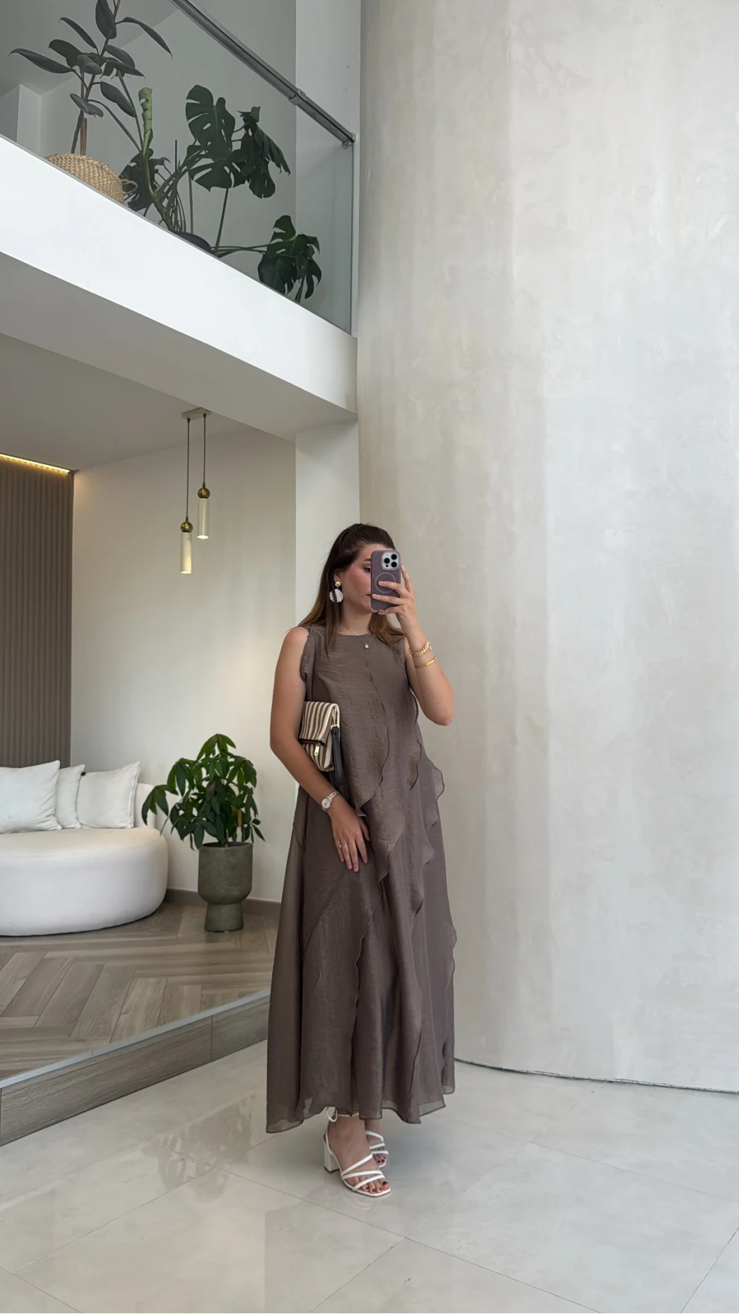 Felicity Astarlı Pelerin Elbise - Bronz - Kod: 3450
