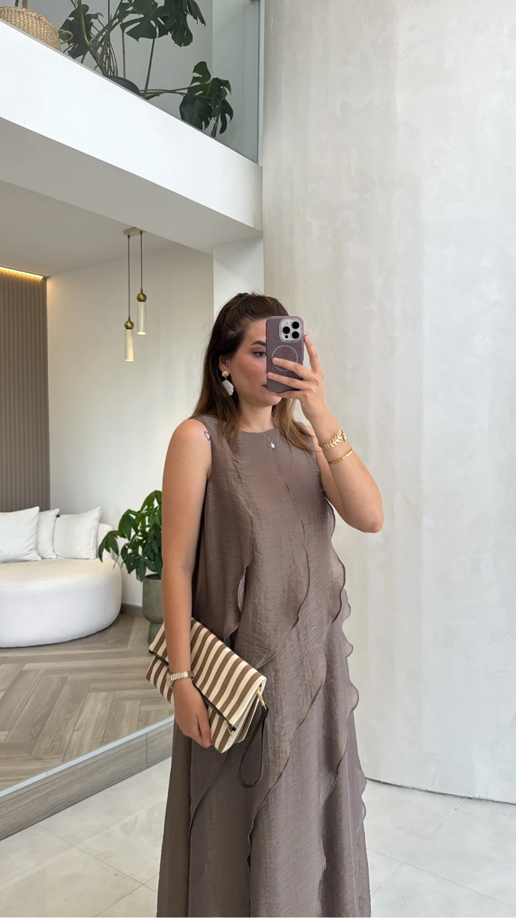 Felicity Astarlı Pelerin Elbise - Bronz - Kod: 3450