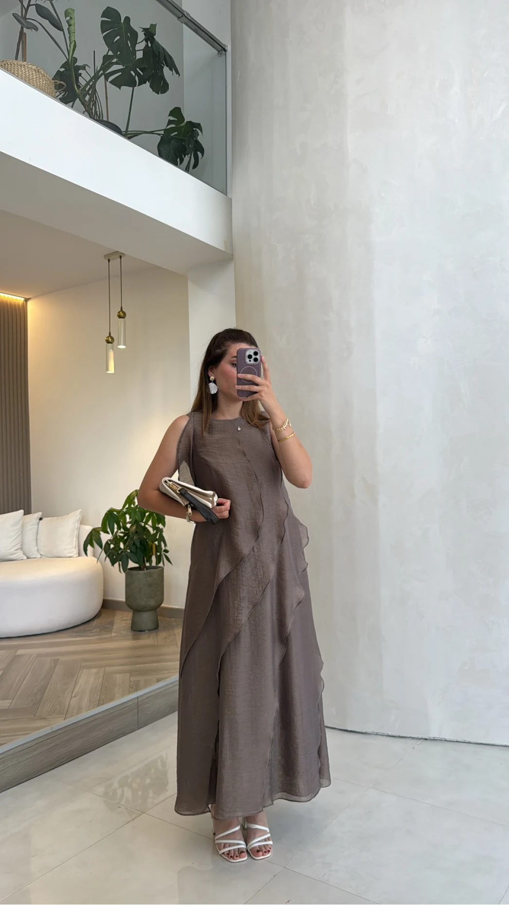 Felicity Astarlı Pelerin Elbise - Bronz - Kod: 3450