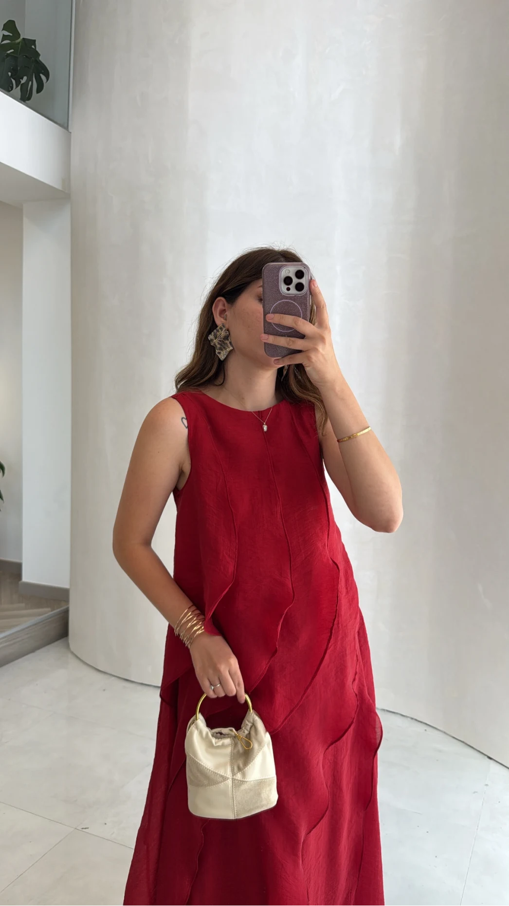 Felicity Astarlı Pelerin Elbise - Kırmızı - Kod: 3450