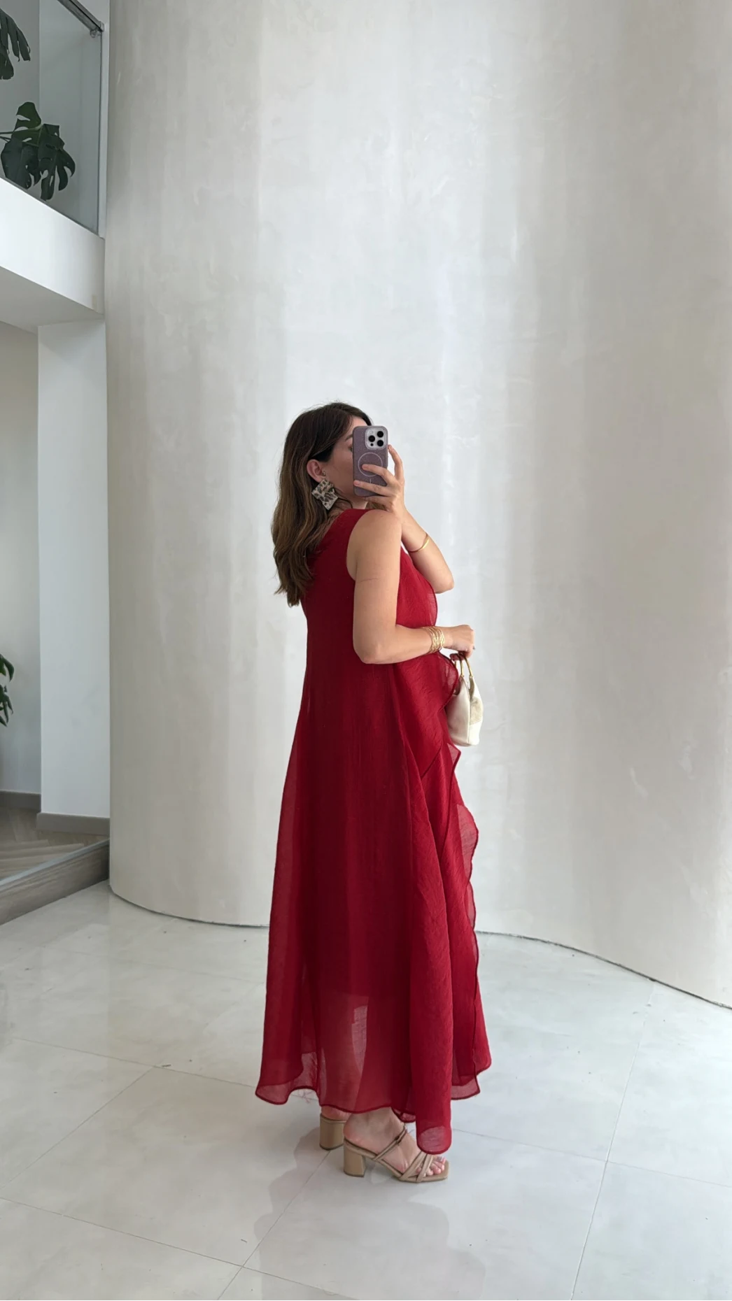 Felicity Astarlı Pelerin Elbise - Kırmızı - Kod: 3450