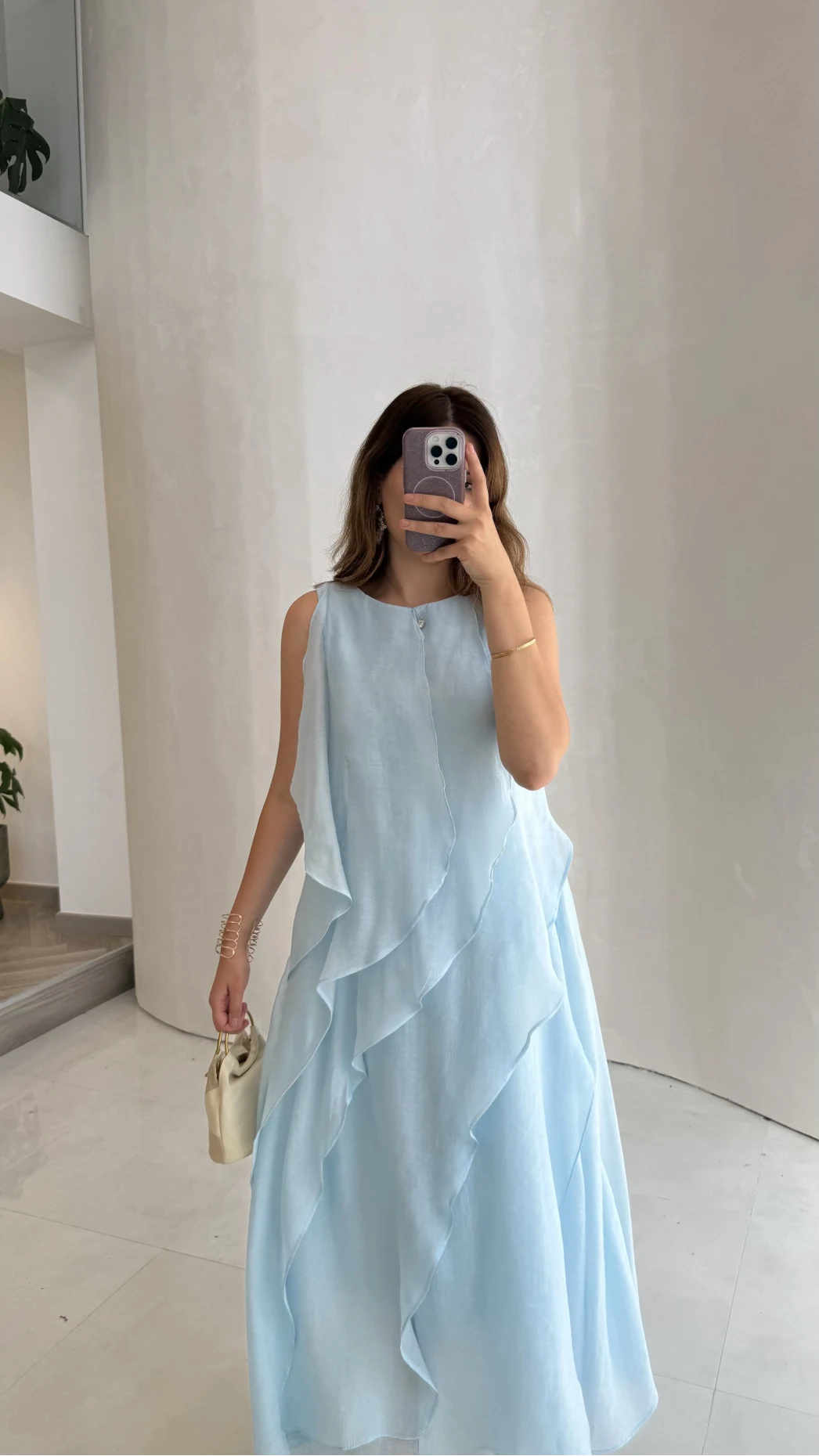 Felicity Astarlı Pelerin Elbise - Mavi - Kod: 3450