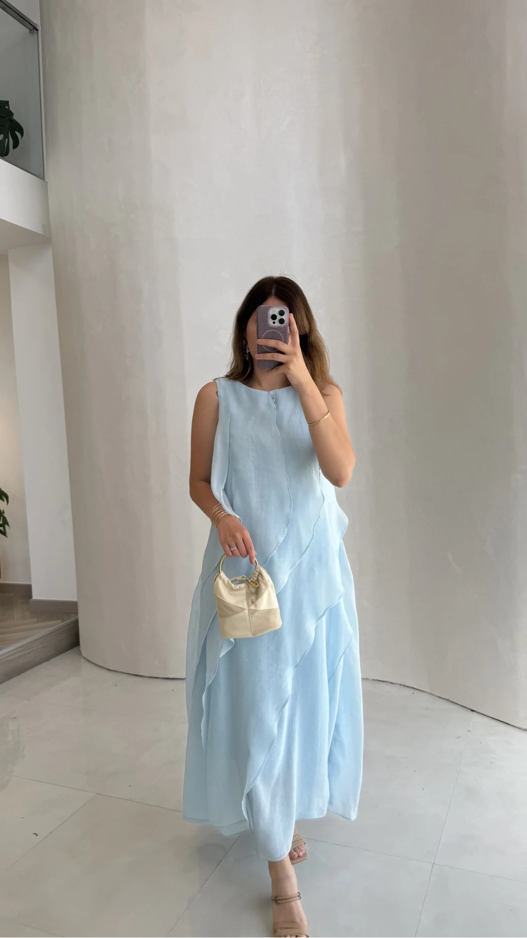 Felicity Astarlı Pelerin Elbise - Mavi - Kod: 3450