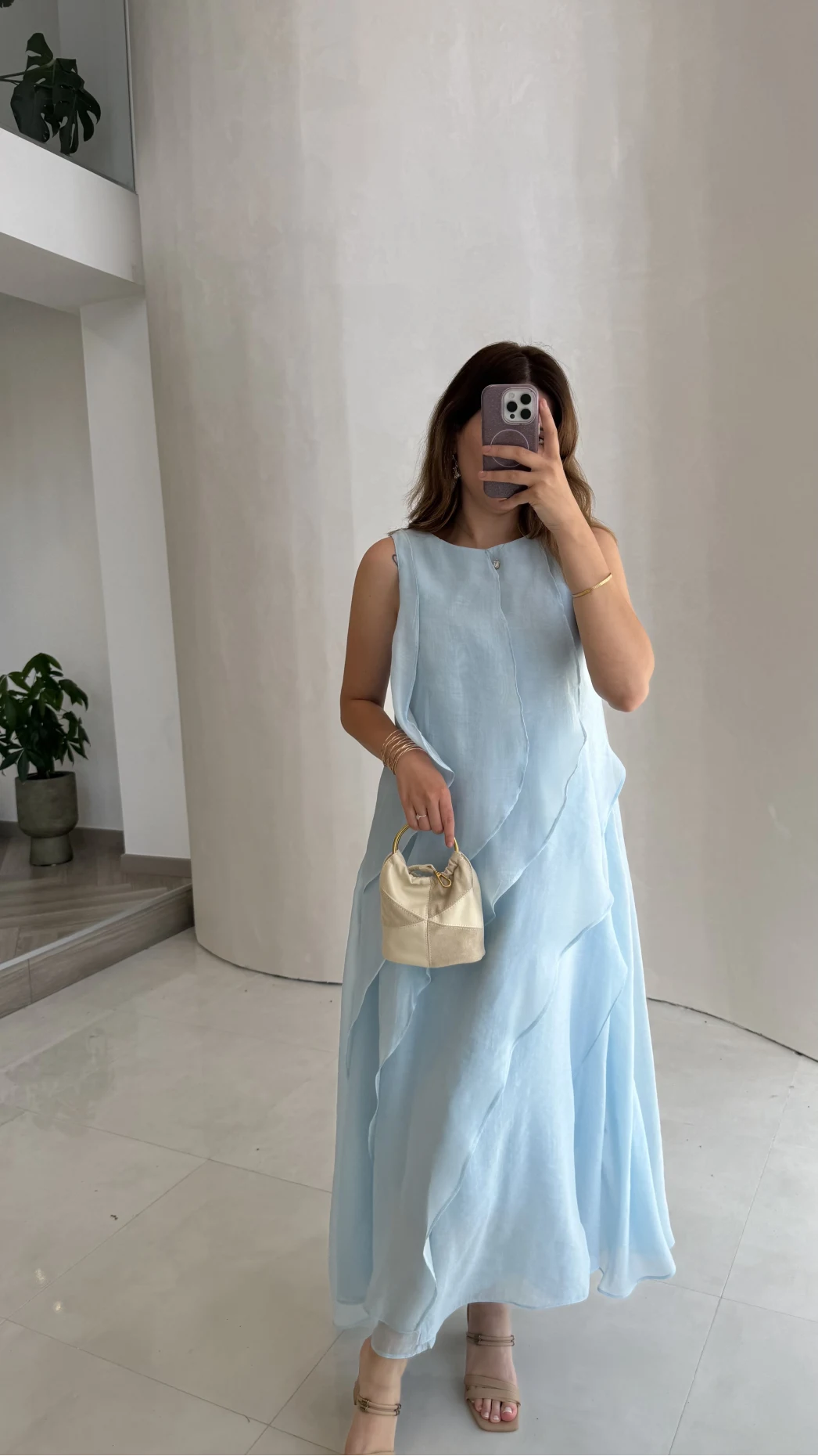 Felicity Astarlı Pelerin Elbise - Mavi - Kod: 3450