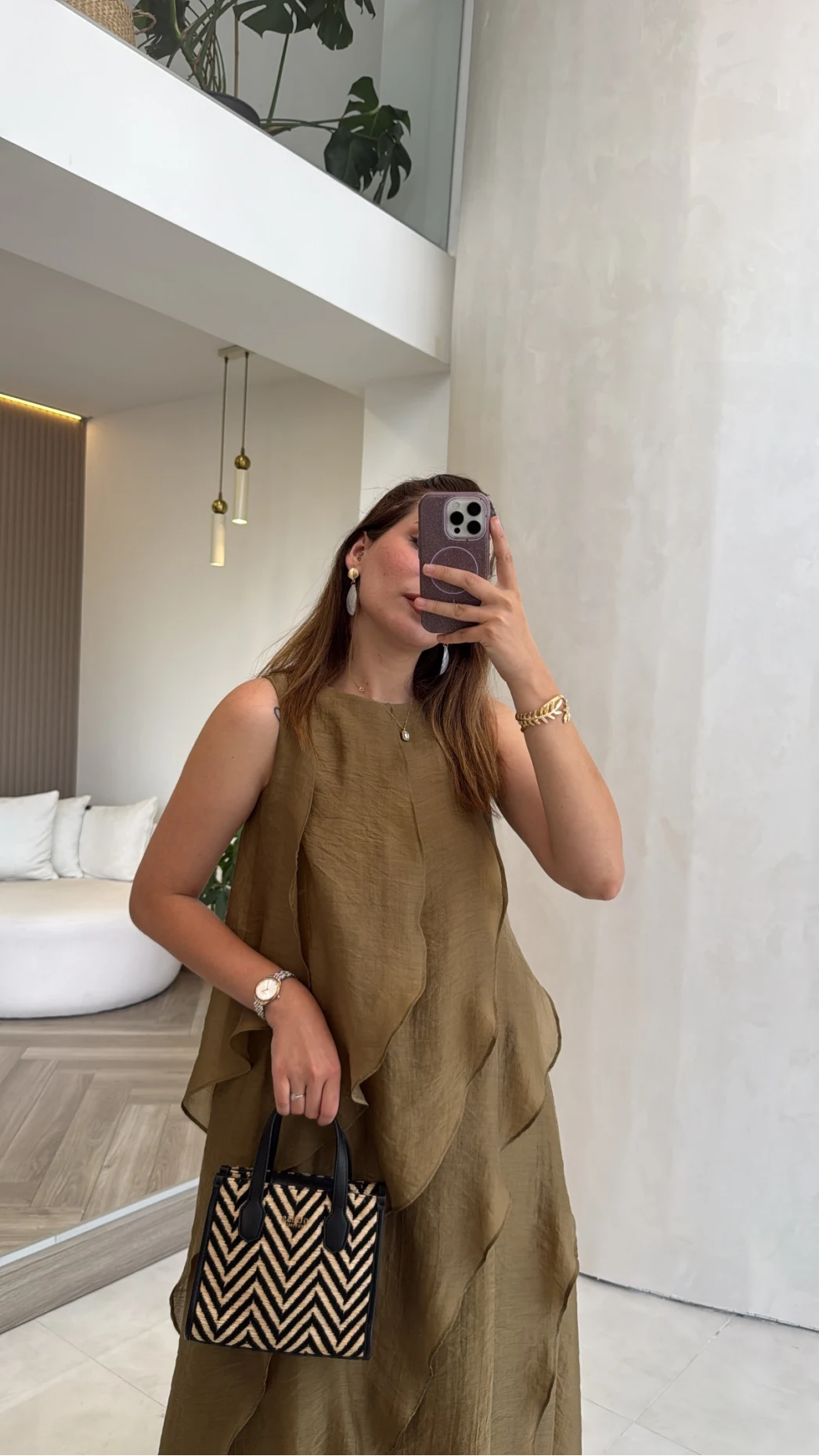 Felicity Astarlı Pelerin Elbise - Olive - Kod: 3450