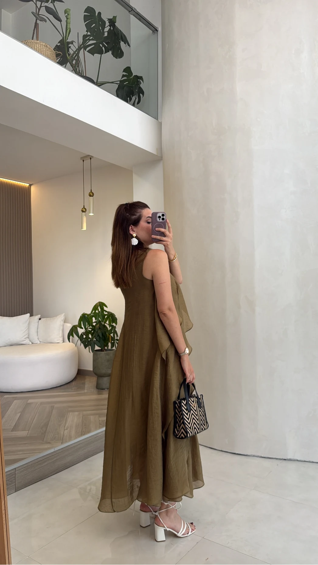 Felicity Astarlı Pelerin Elbise - Olive - Kod: 3450