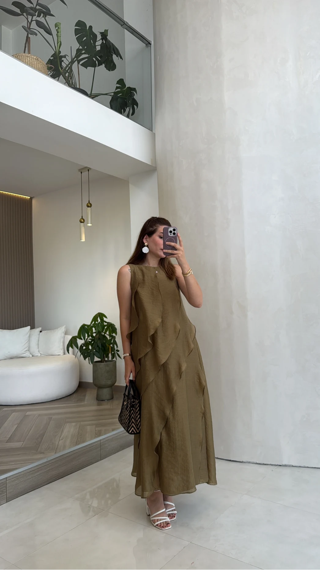 Felicity Astarlı Pelerin Elbise - Olive - Kod: 3450