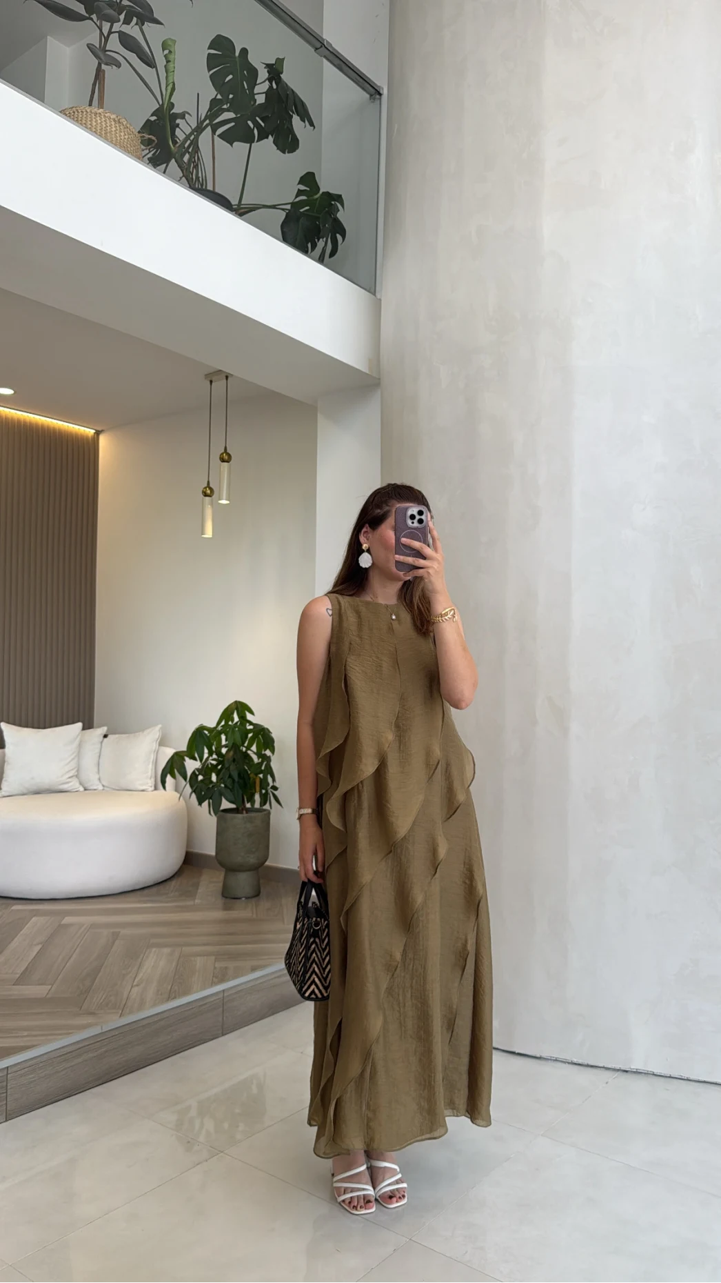 Felicity Astarlı Pelerin Elbise - Olive - Kod: 3450