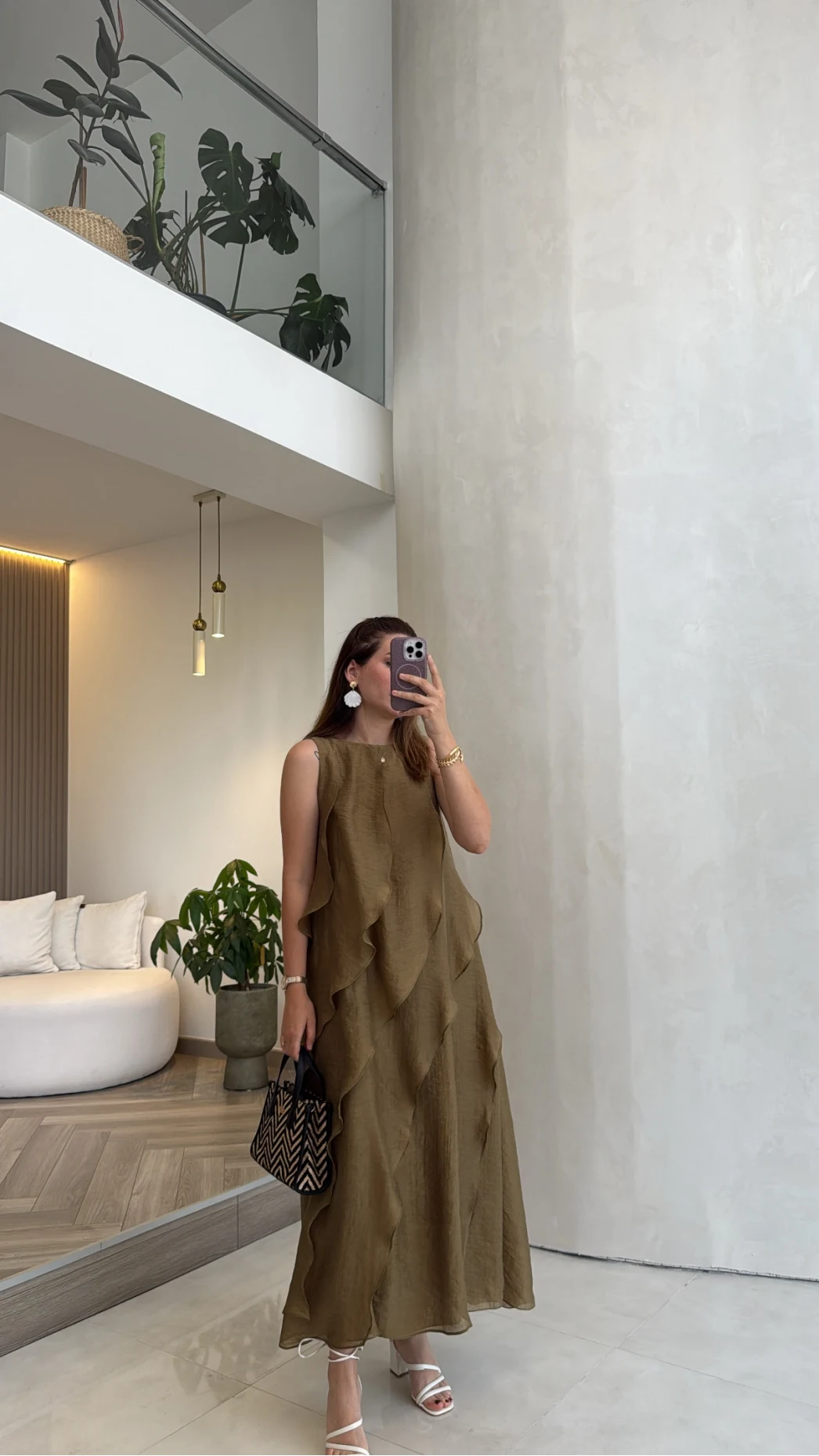 Felicity Astarlı Pelerin Elbise - Olive - Kod: 3450
