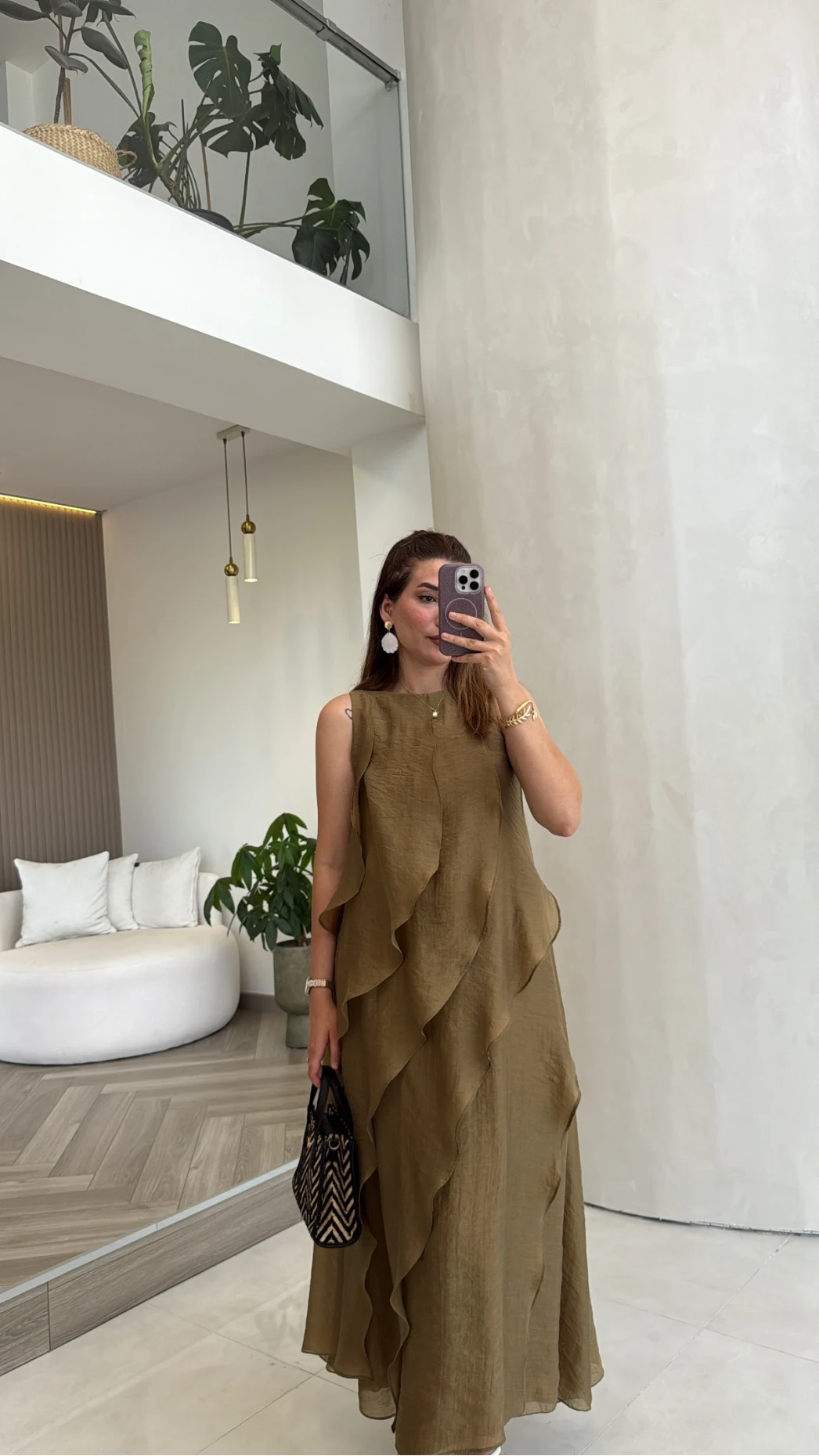 Felicity Astarlı Pelerin Elbise - Olive - Kod: 3450