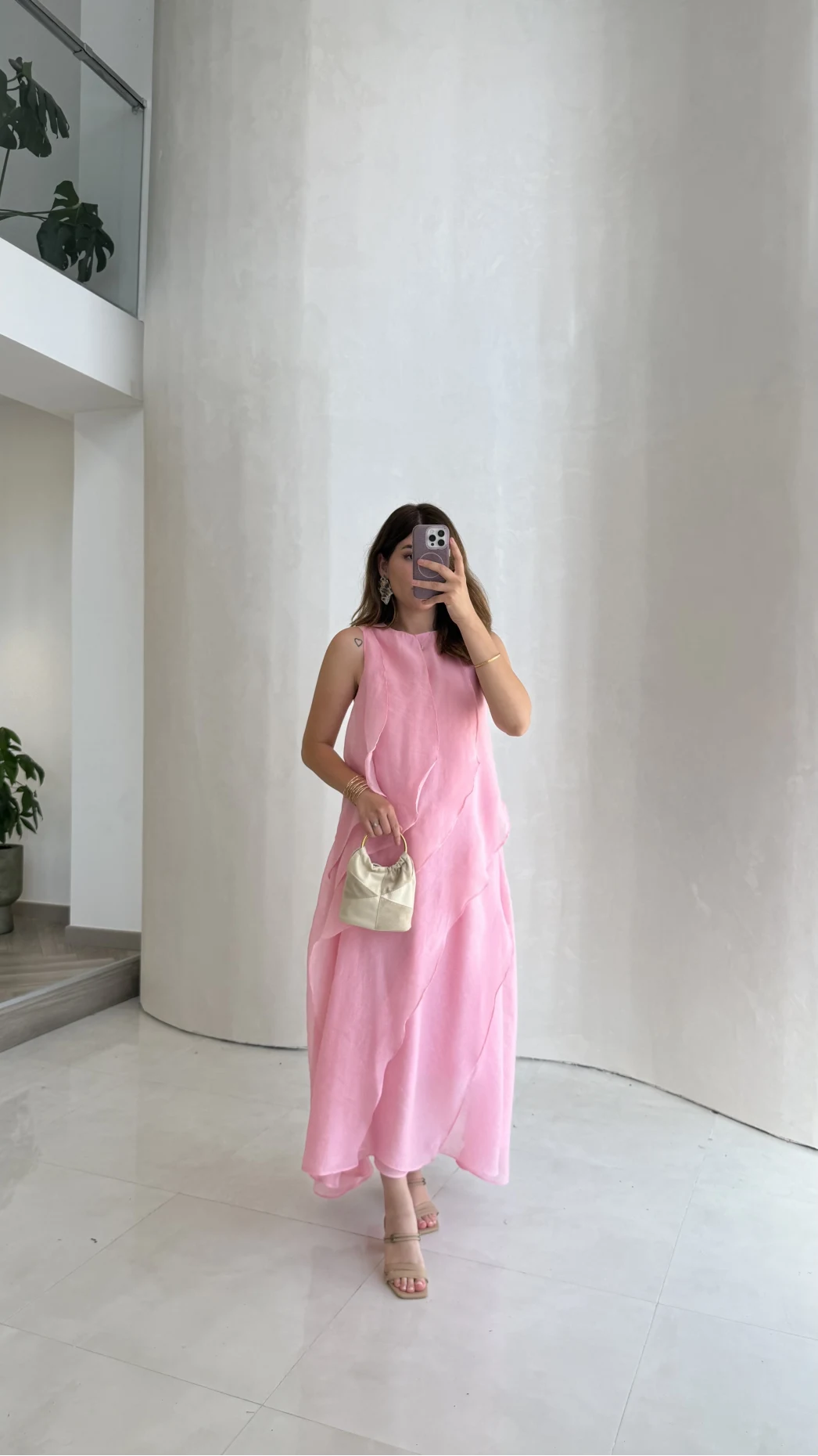 Felicity Astarlı Pelerin Elbise - Pembe - Kod: 3450