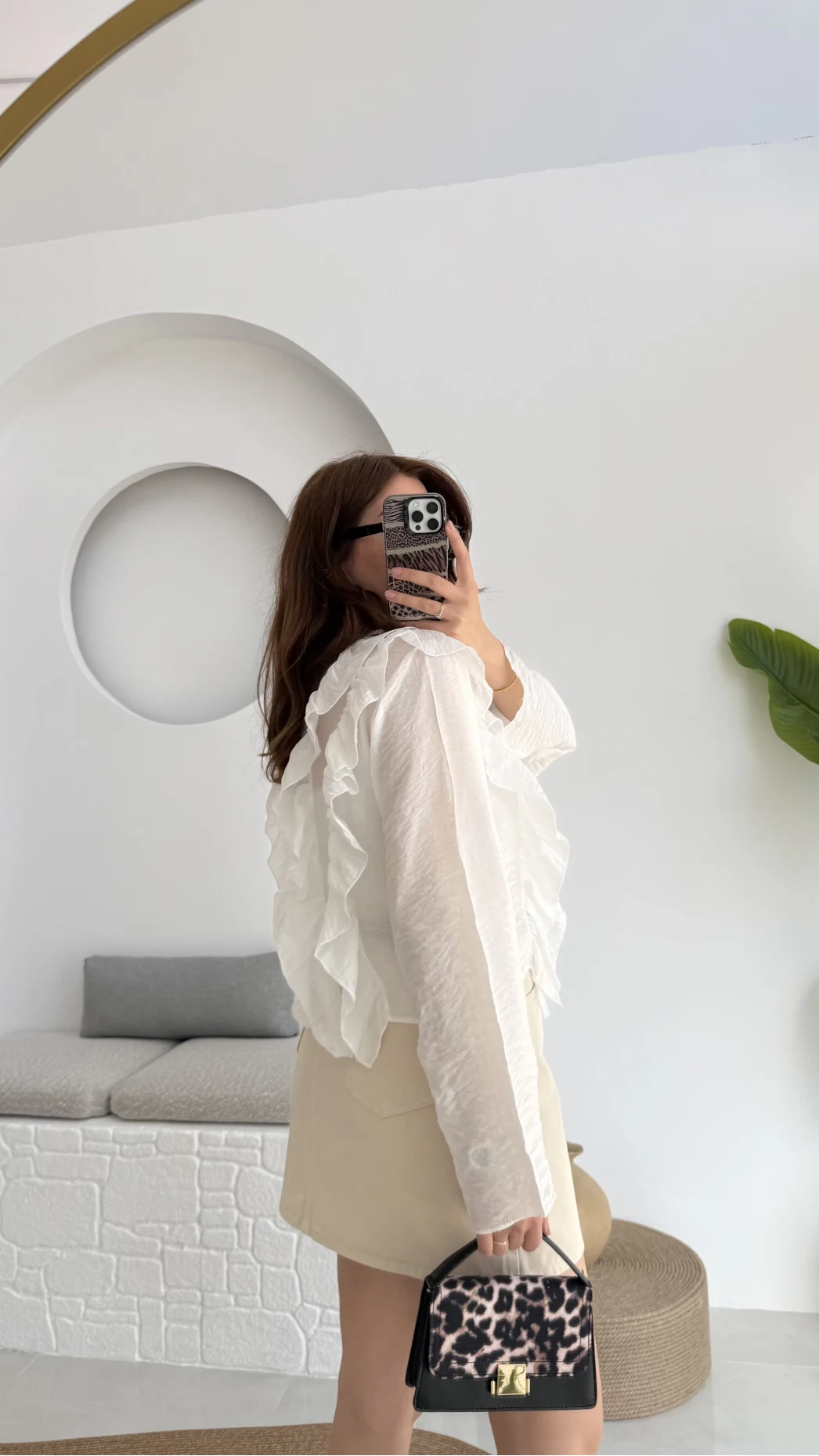 Fırfırlı Bağlamalı Gömlek Beyaz